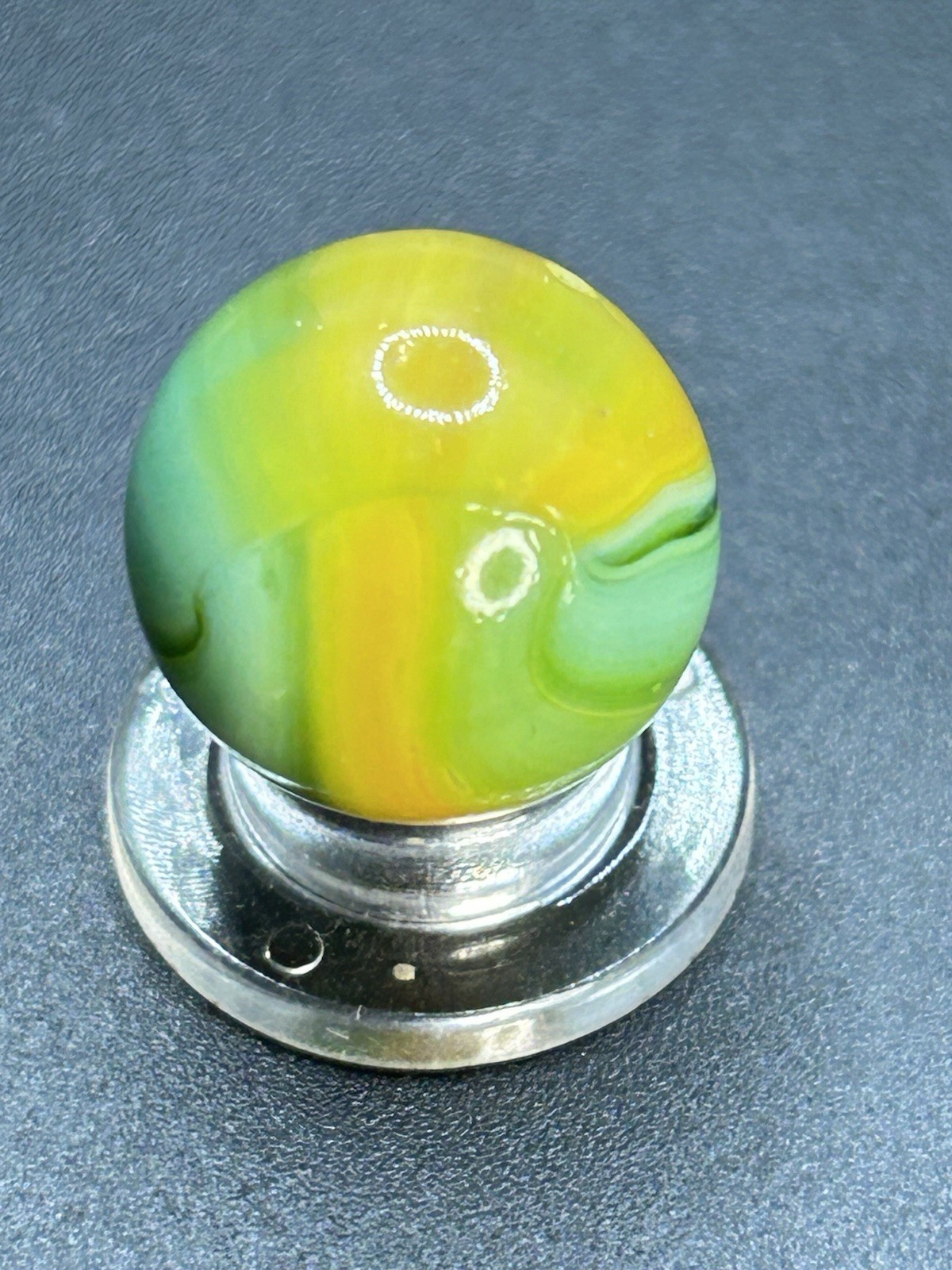 Vintage Peltier National Line Rainbo Lemon/Lime Marble 0.629”