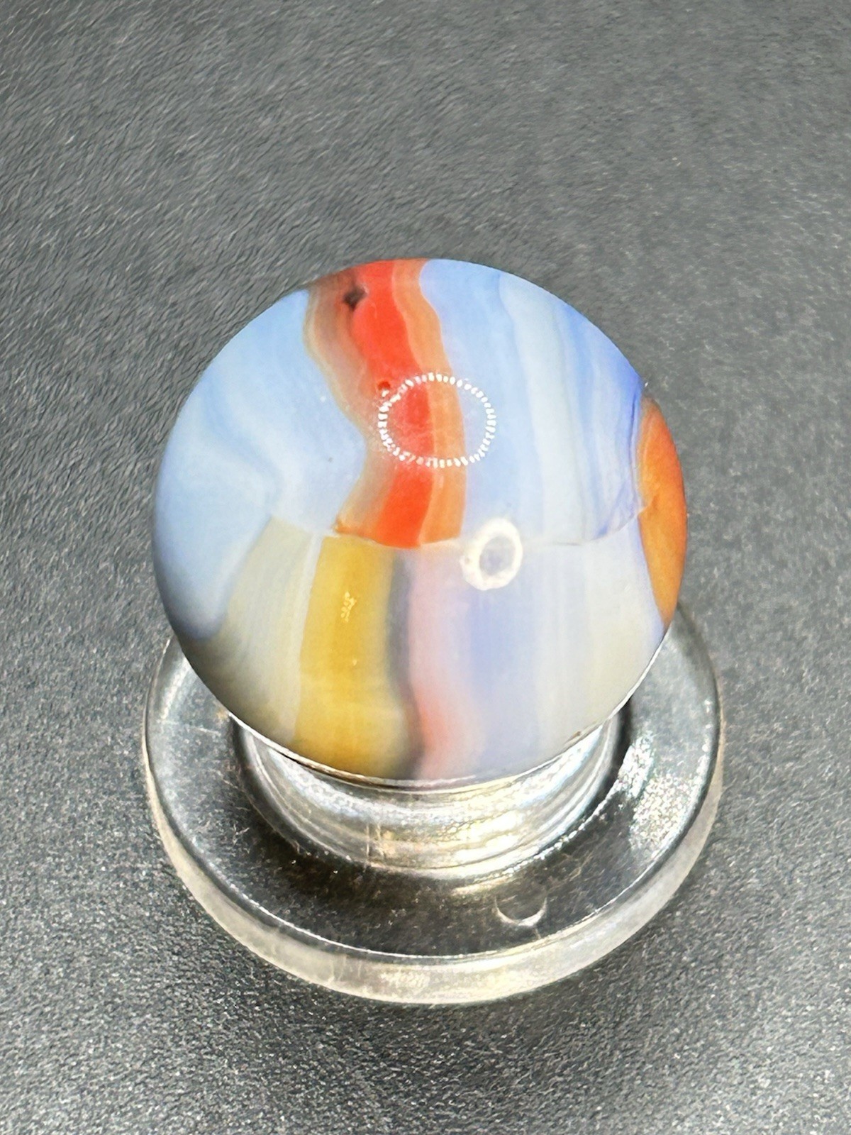 Vintage Marble King Blended St. Mary’s Robin Egg Marble w/Pink 0.629”