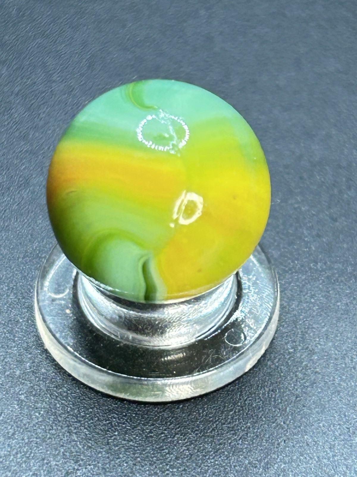Vintage Peltier National Line Rainbo Lemon/Lime Marble 0.629”