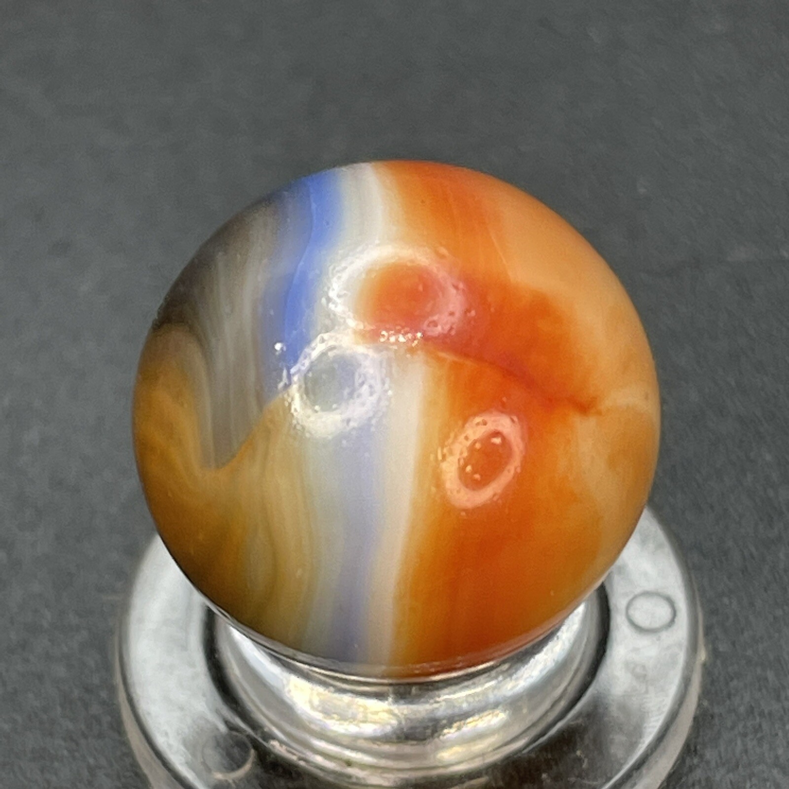 Blue Line Yellow Jacket Color Blended Vitro All Red Vintage Marbles 0.629”