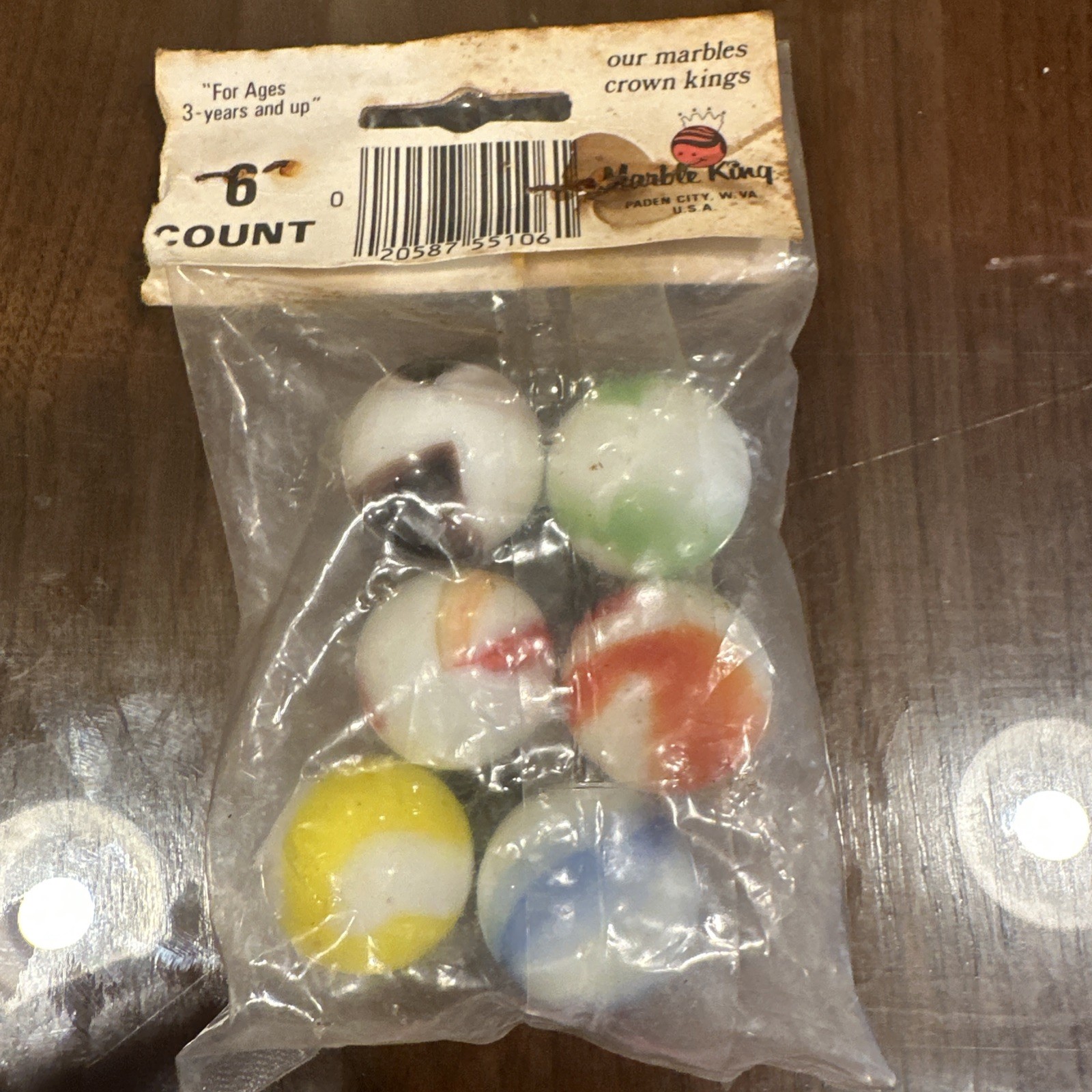 New Old Stock MARBLE King BOWLERS 6 MARBLES IN ORIGINAL PACK, 7/8 inch T43