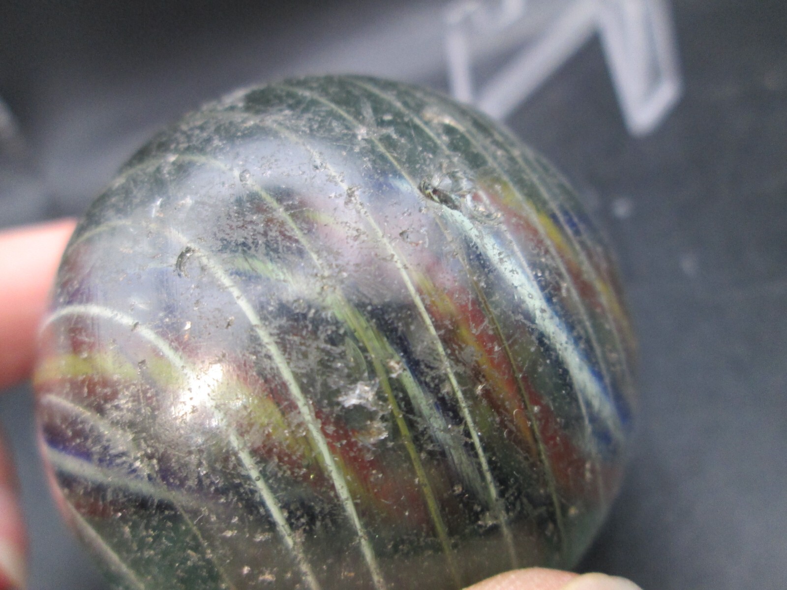 Antique Latticino Candy Swirl Glass Large Marble 2” #4