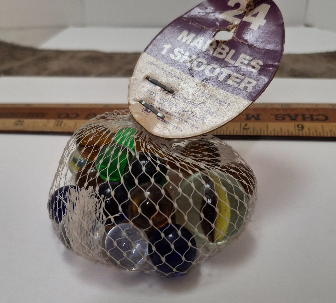 IMPERIAL (2) BAGS 24 MARBLES ea 1 SHOOTER NO.7921 RARE COLOR 6 VEIN SHOOTERS ’81
