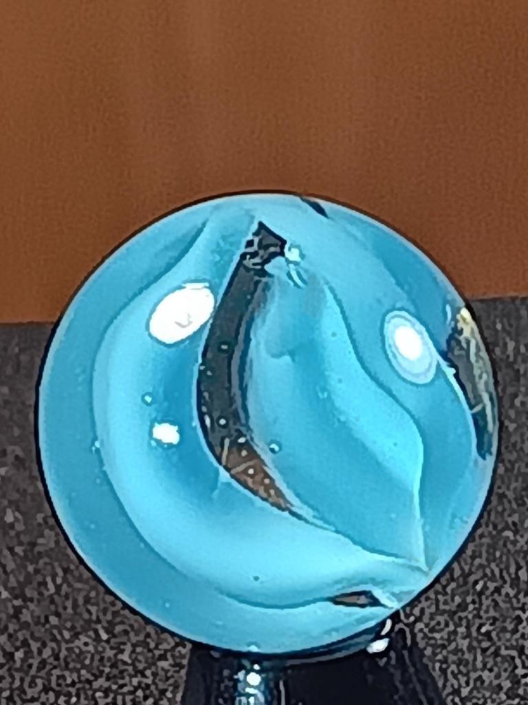 5/8″ Vitro Agate Robin’s Egg Blue Caged Cat’s Eye Near Mint Serious Marble B217