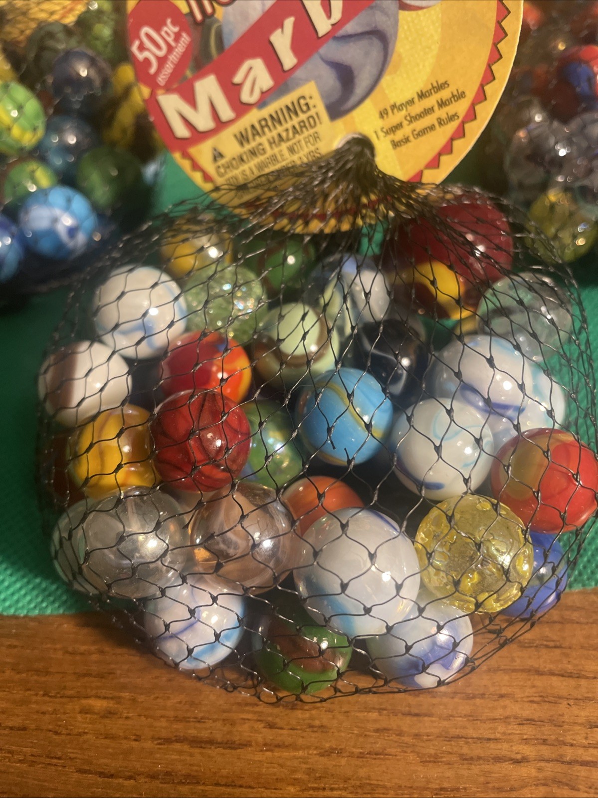 50 Piece Traditional Marbles 49 Plus 1 Shooter 100% Glass 5 Bags