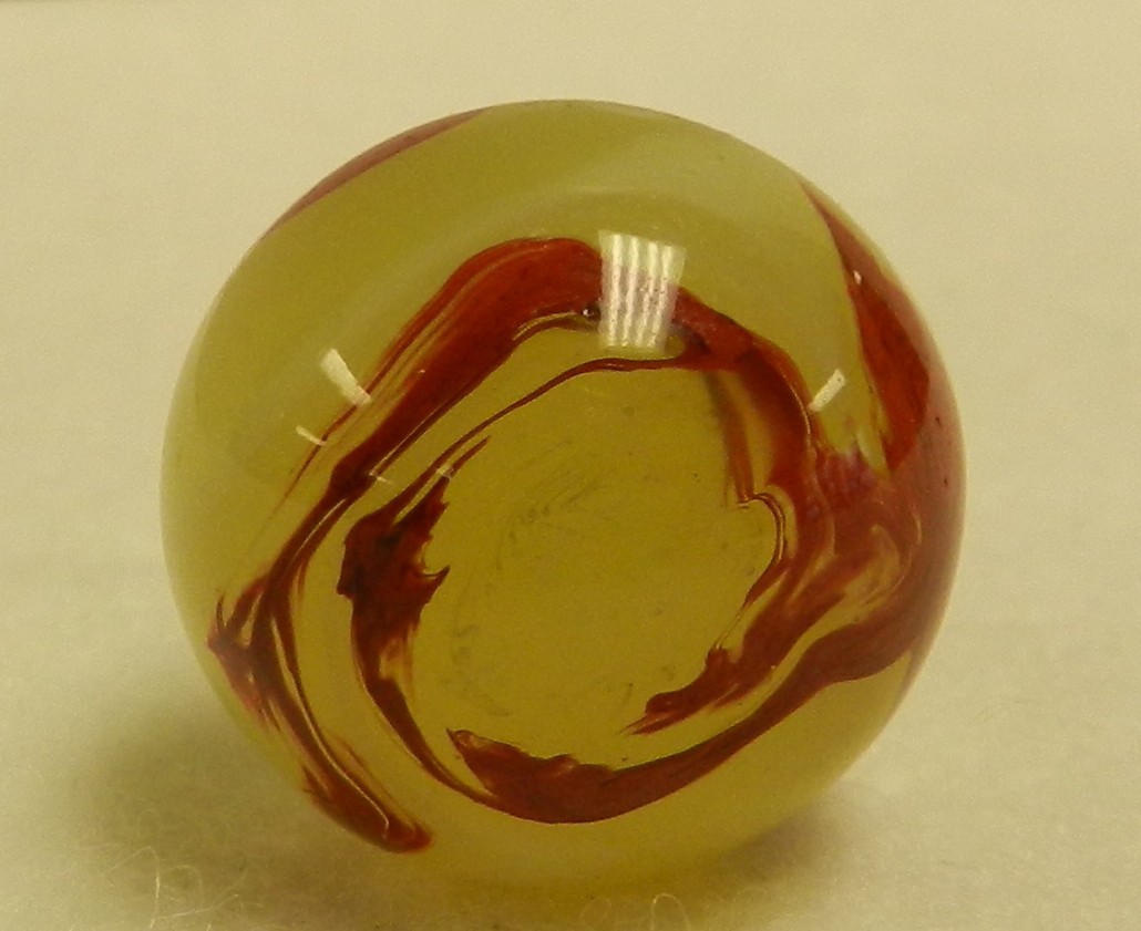 #20321m Large .75 In Vintage Akro Agate Lemonade Oxblood Shooter Marble NM