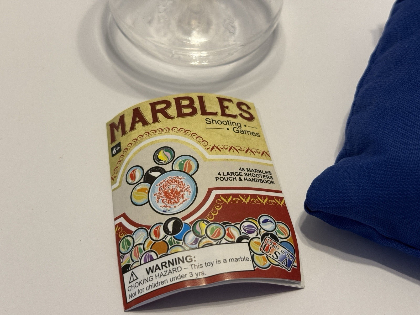 Classic Marble Shooting Game With Instructions 49 Marbles Plus 2 Shooters Pouch