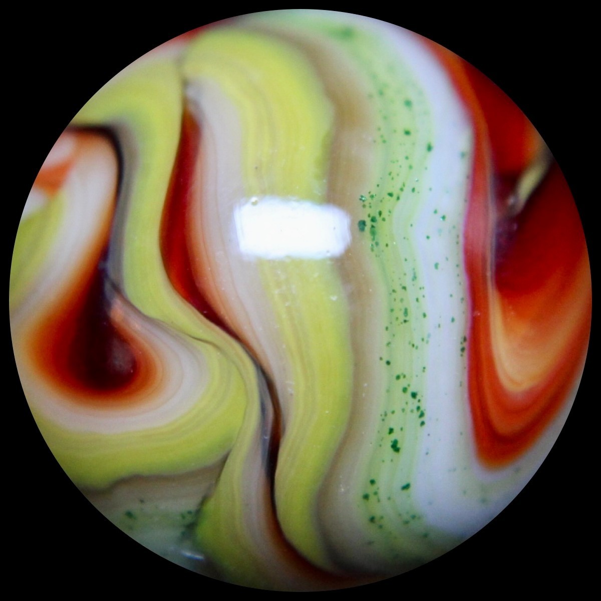 JABO Indian Summer Marble: BIG Ruby Red Oxblood w/Aventurine 0.788″