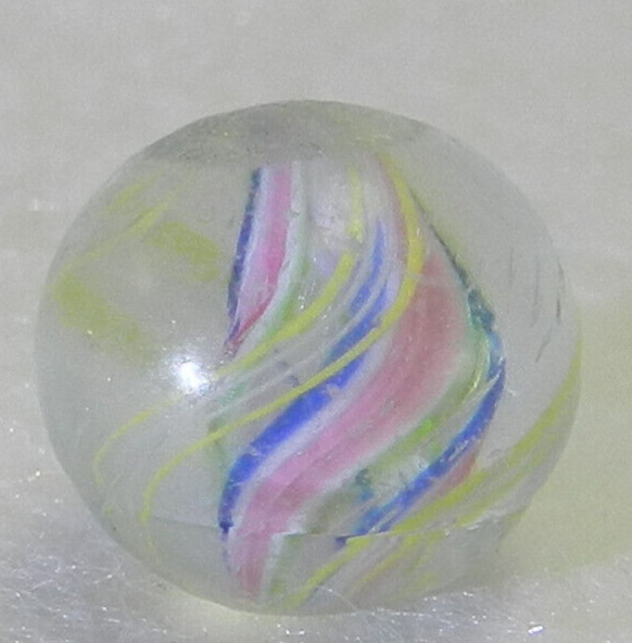 #16808m Peewee .48 Inches Vintage German Handmade Divided Ribbon Swirl Marble