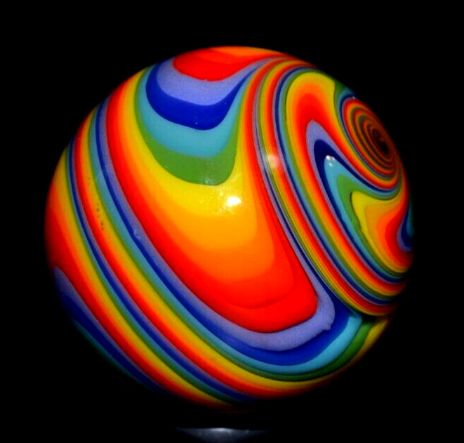 JAY SLACK GLASS MARBLE/1.443″-LOBED RAINBOW ARRAY-LILAC,LAVENDER,MINT,LOBING