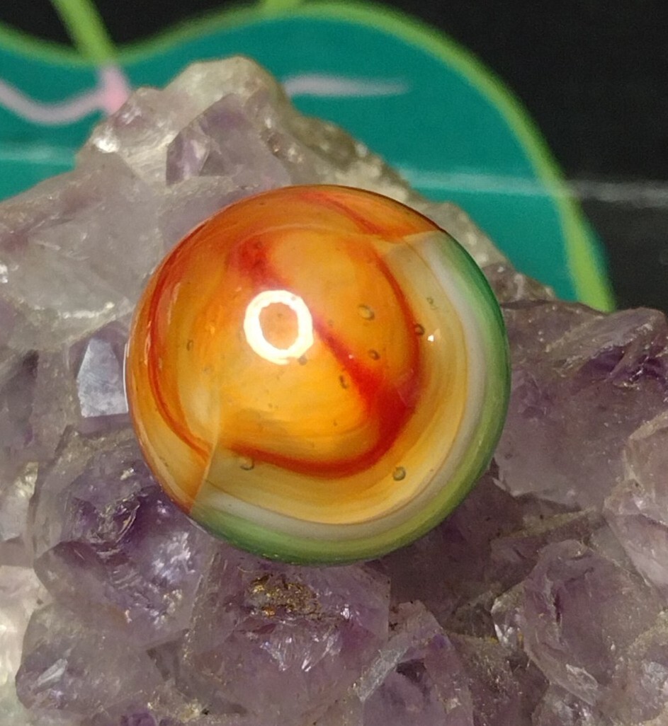 NM UV 5 Color 🦜 Vitro Glass Tri-Lite Trilite Elite ? Vintage Marbles .64″
