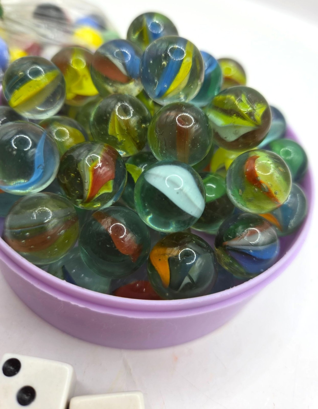 Lot Of Vintage 1940’s 50s Swirl Cat Eye Glass Marbles Shooters Estate