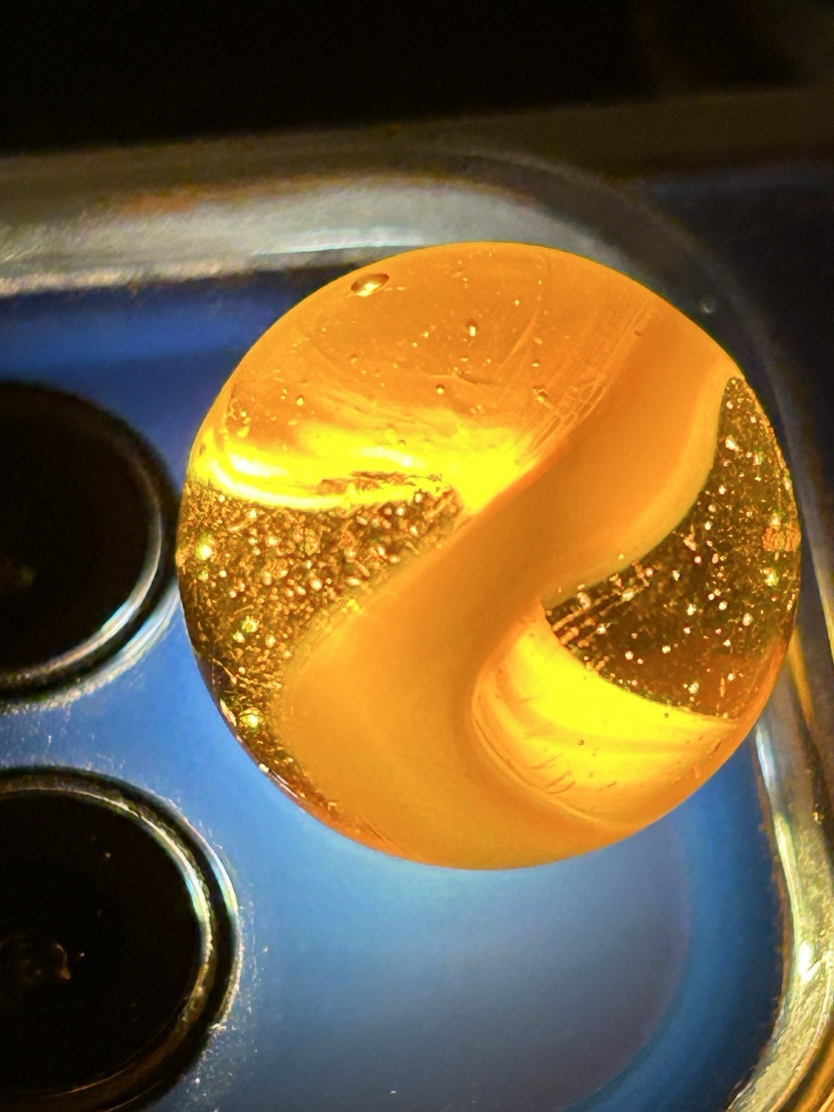 Vintage Classic Akro Agate Golden Amber Snake Spiral Marble 0.709”