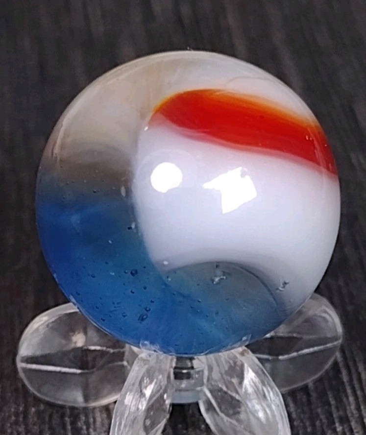 Classic Red White & Blue VITRO Pinstripe Helmet Patch Glass Vintage Marble .63″