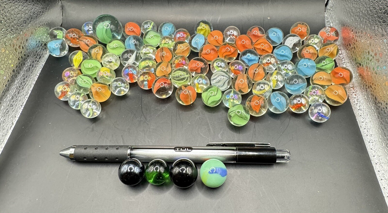 Lot of 80 Marbles. Mostly Swirl Design With A Few Unique Ones