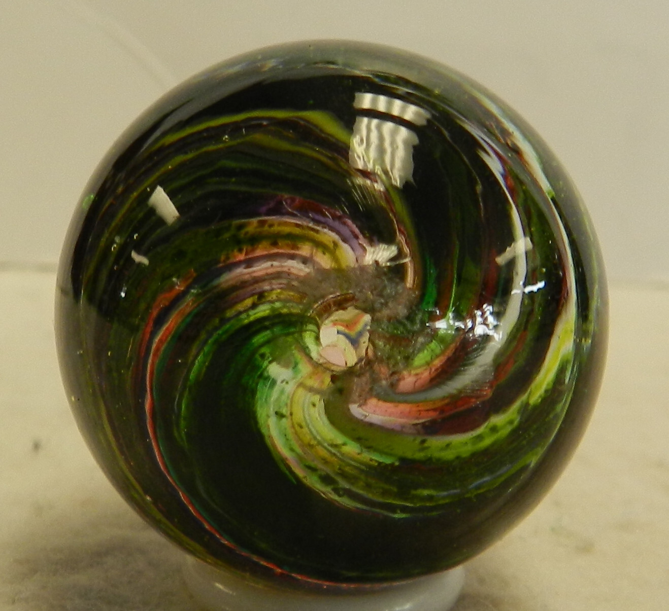 #16639m Contemporary Handmade Swirl Marble Heavy Aventurine 1.15 Inches