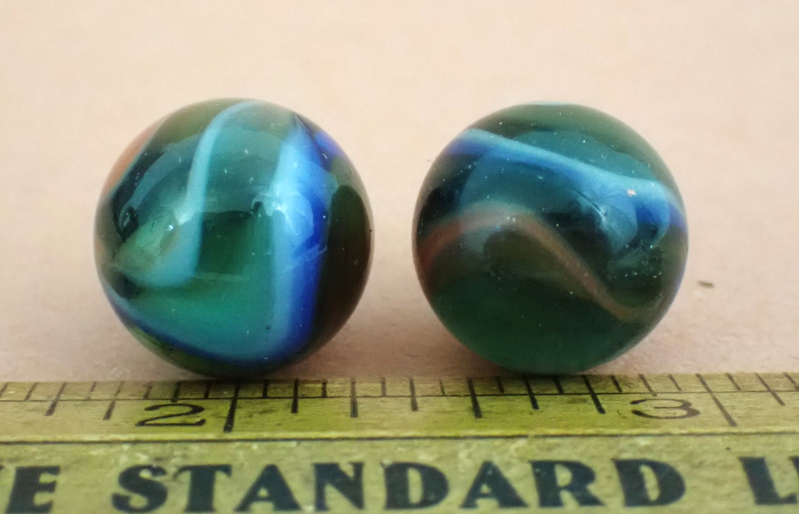 Group of 2 Vintage Peltier Glass MCS Marbles Estate Find Multi-Colored Swirls #9