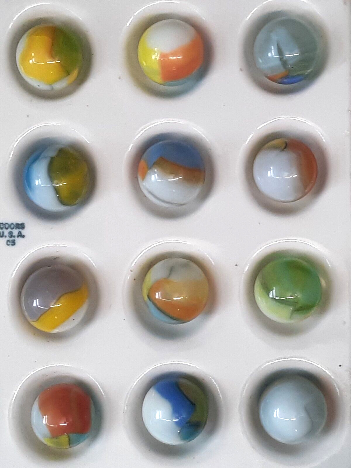 Twelve Wet Mint Vintage Vitro Agate Colorful Glass Marbles #12