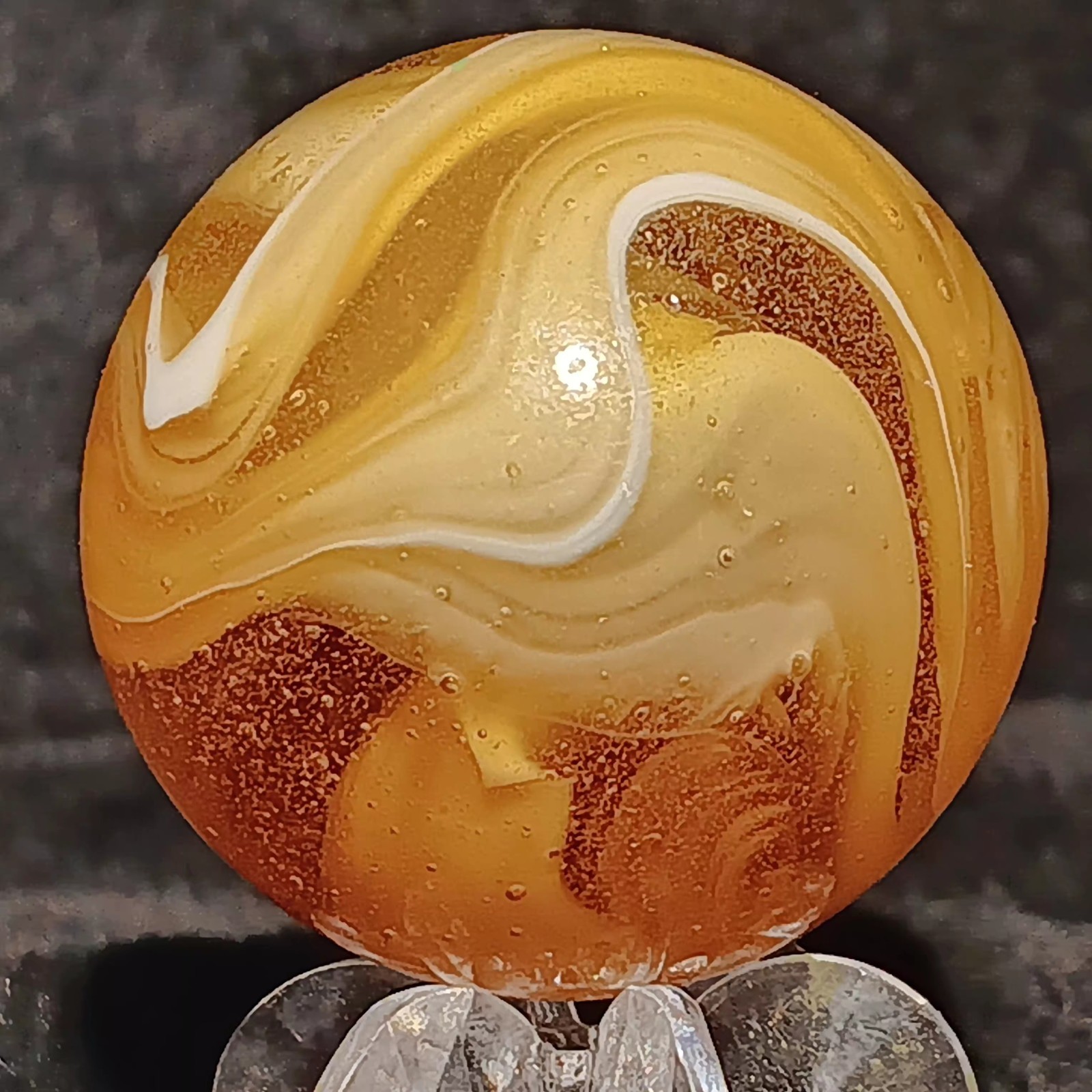 Xtra Large M.F. Christensen Slag Marble. 1.21″ Wet Mint. Htf Transitional. Wow