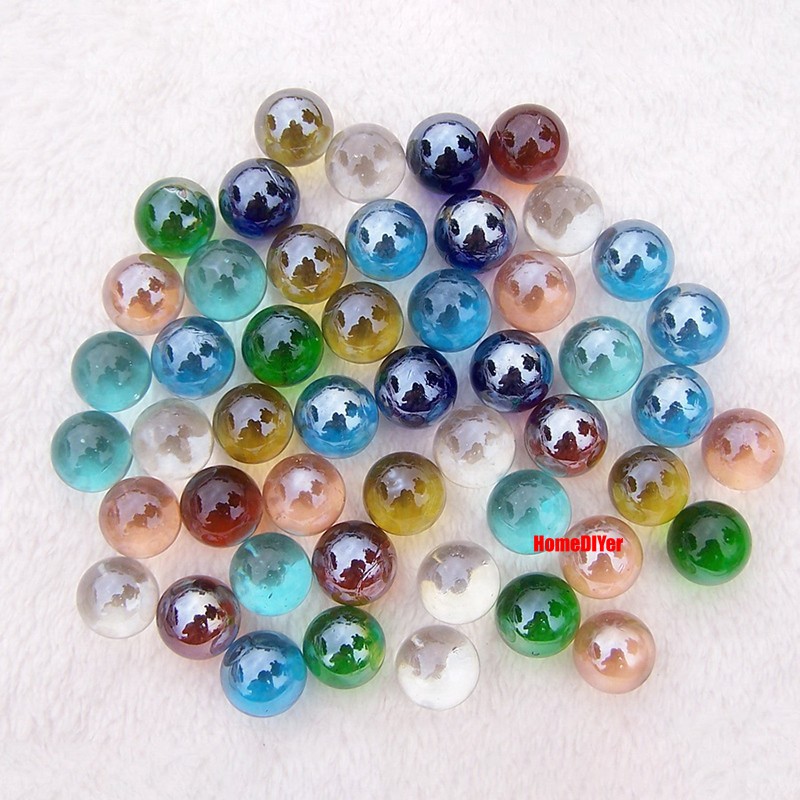 16mm Colourful Glass Marbles Solid Balls Traditional Kids’ Toys Games Decorative