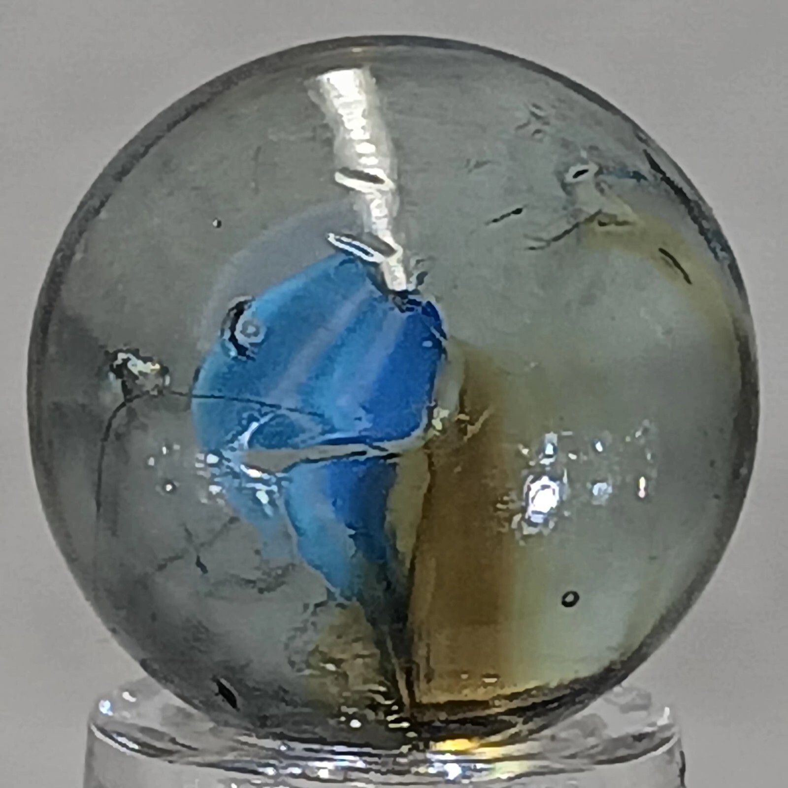 Vintage Tri-Color Hybrid Cat’s Eye Marble .62 Inches Near-Mint Condition