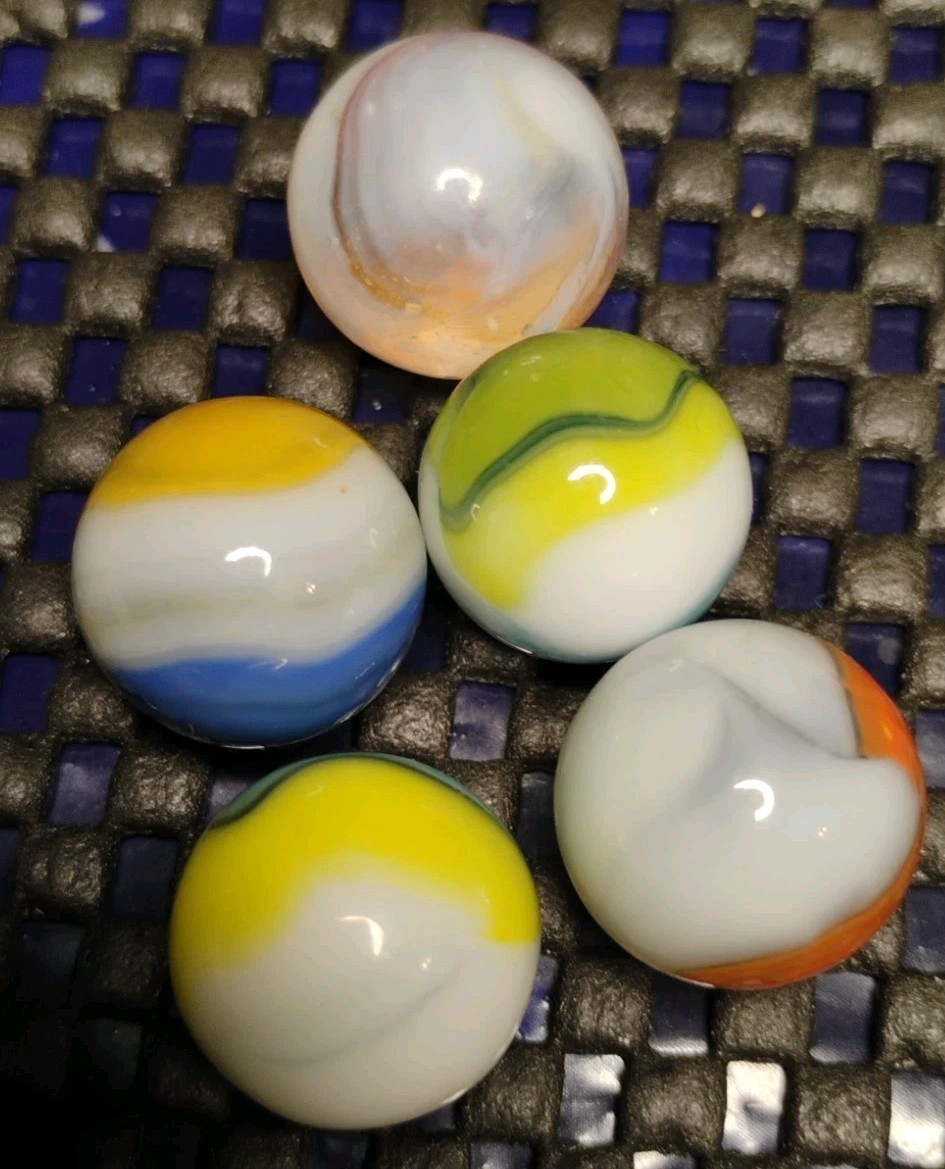 .65″-.60″ VINTAGE VITRO MARBLES LOT OF 5🔥GLASS COLLECTOR TOYS