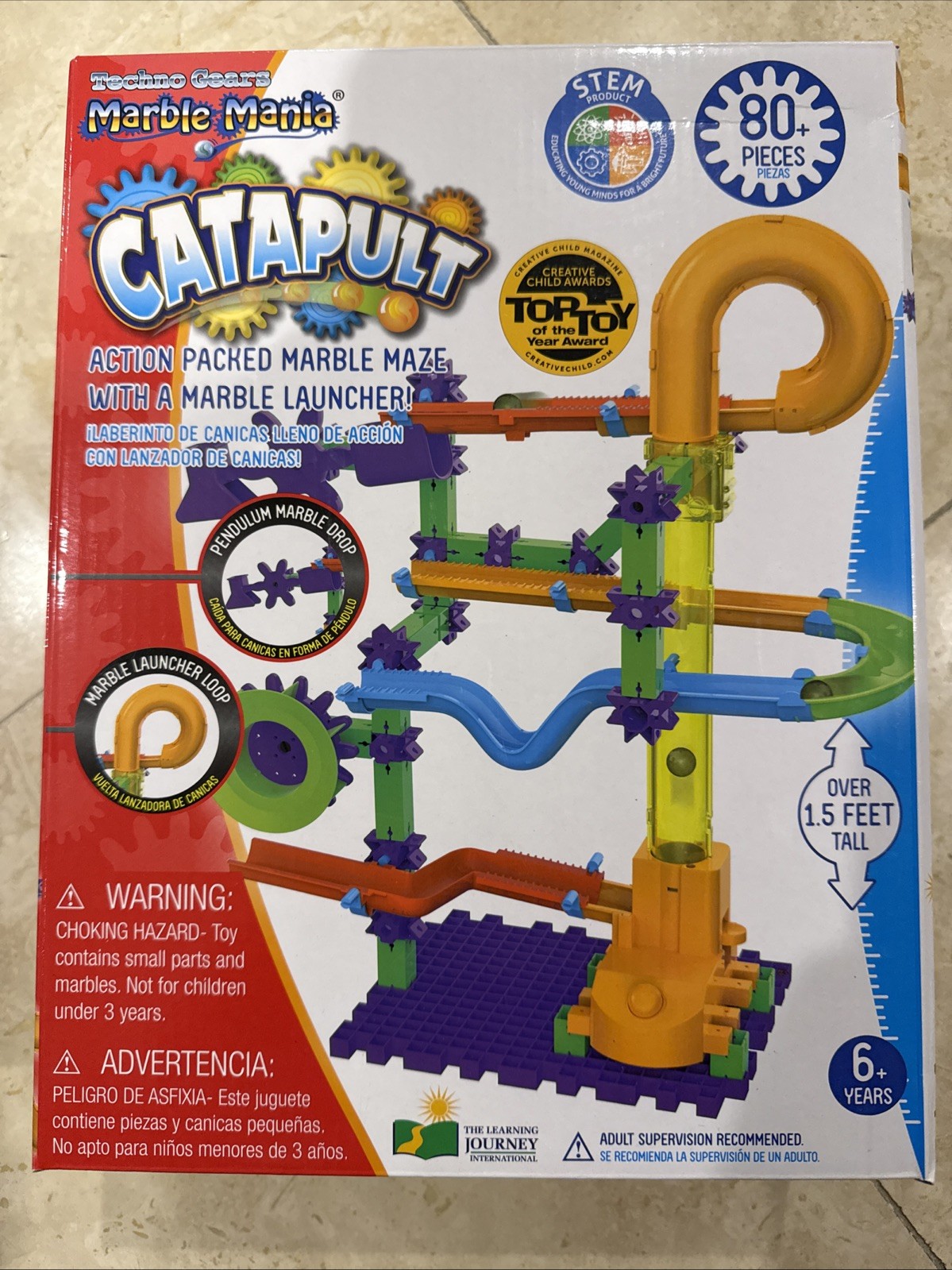 New – The Learning Journey Techno Gears Marble Mania – Catapult 3.0: 80+ Pcs