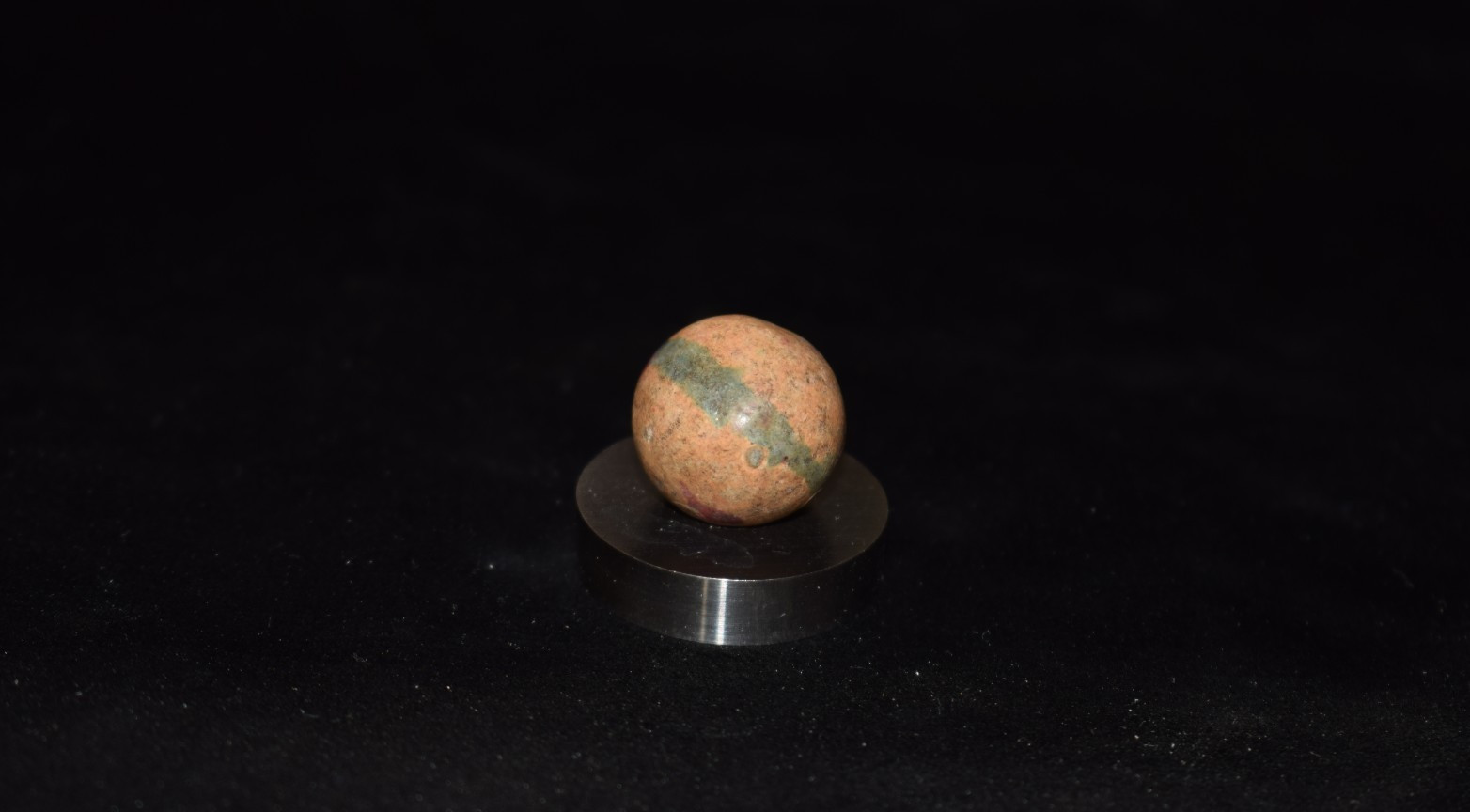 🐦⏩Antique Handmade Green Dyed ⭕ Ringed glazed clay collectors marble size.687′