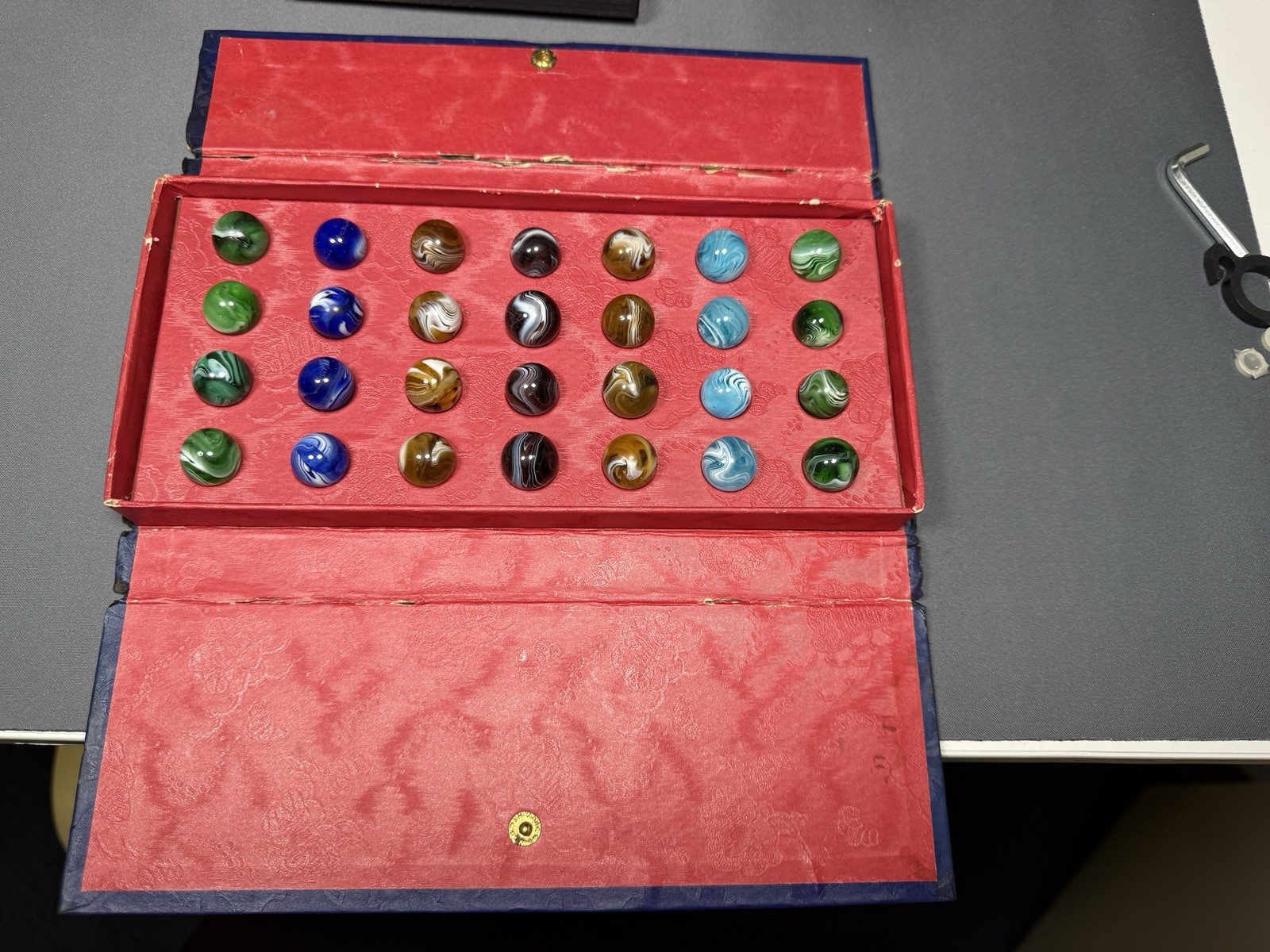 Peltier Lucky Boy Champion Marble Set No. 28 Vintage SLAG Marbles