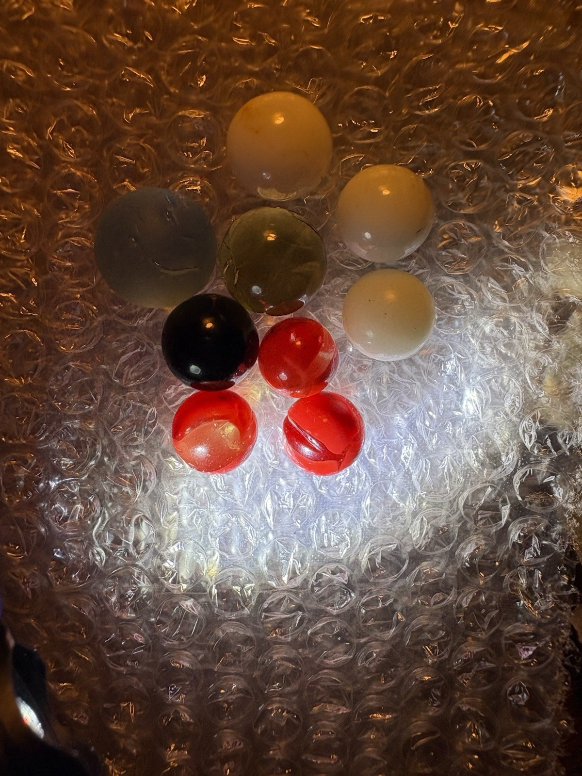Vintage a lot of 9 marbles, Opaque, Clearies, Sea Foam Frosted, Misc. 1920s-30s
