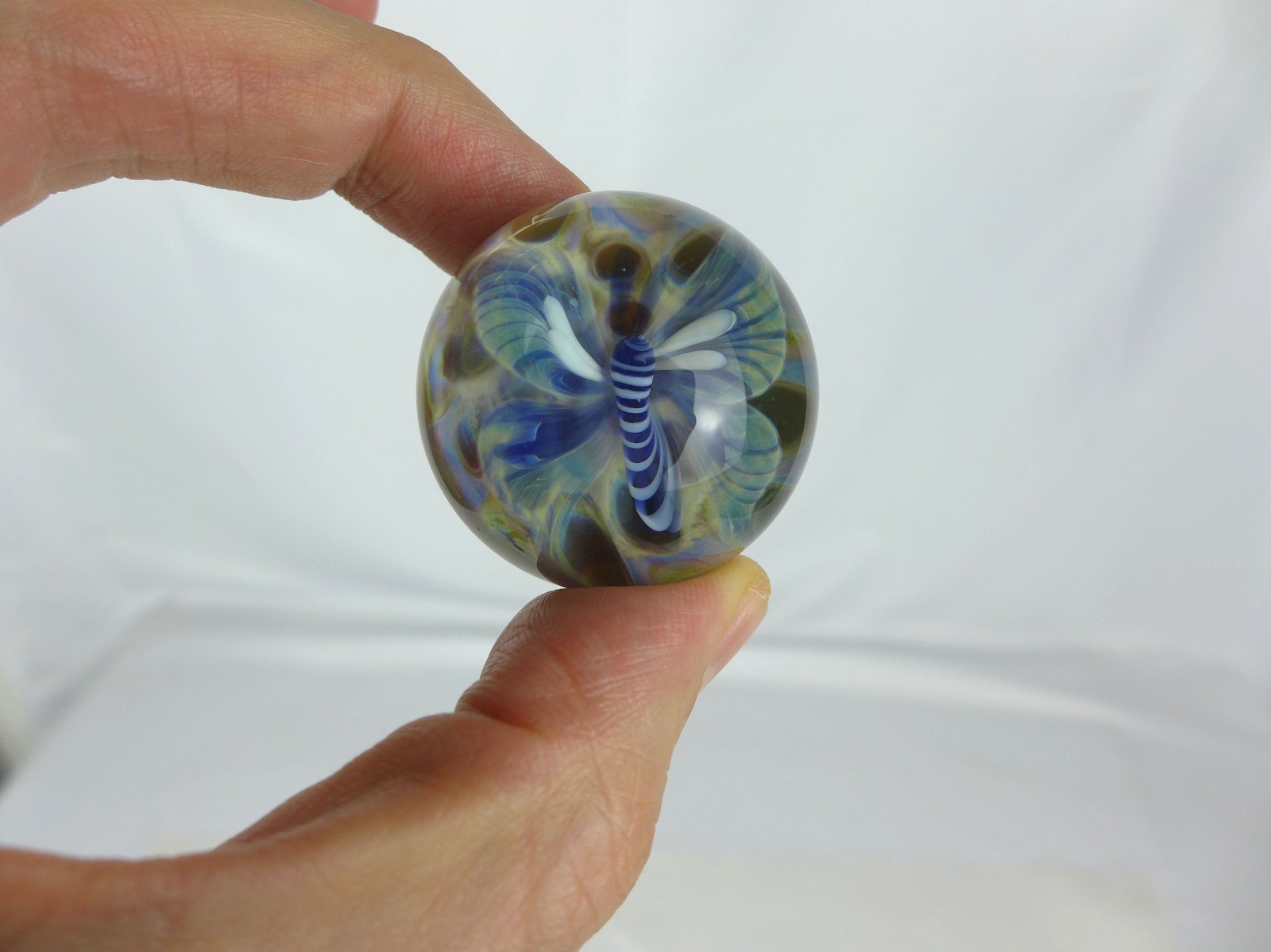 Vintage Sabina Boehm Butterfly Art Glass Marble 1.55″ 2006