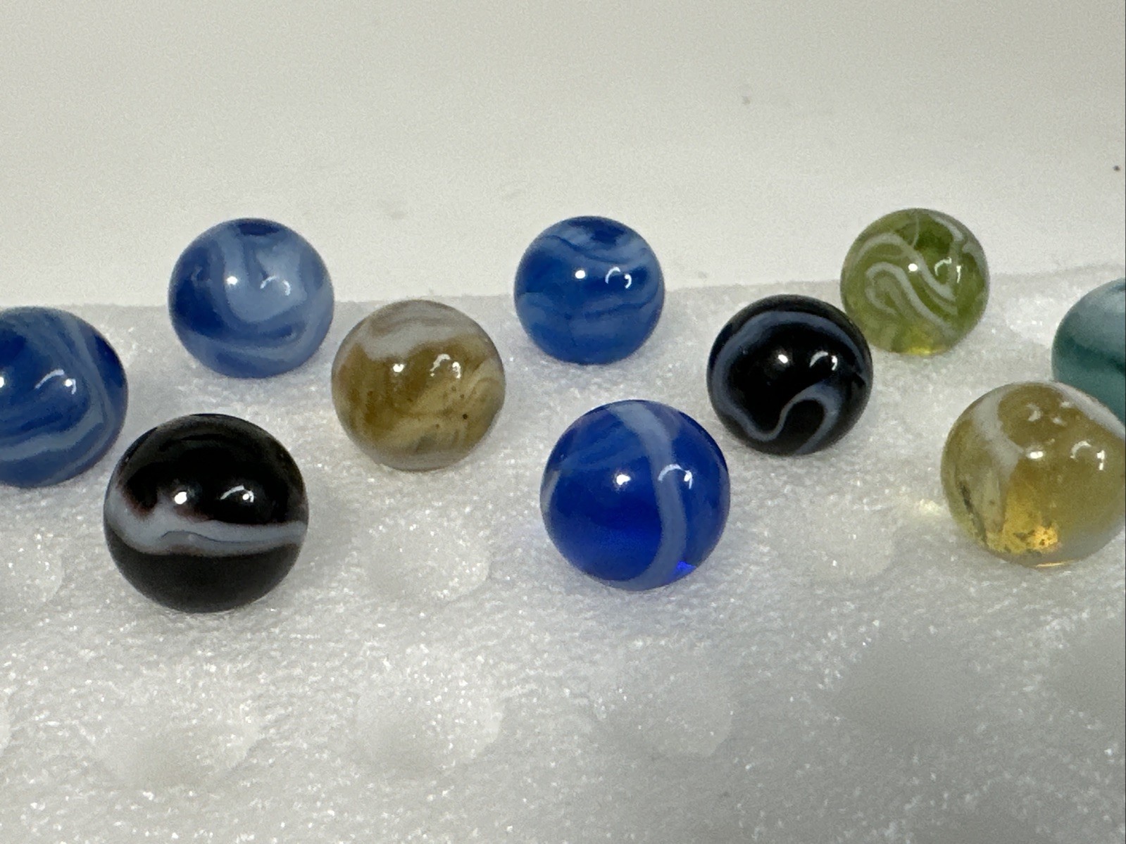 115 Lot Of 15 Vintage Alox Swirl Marbles!