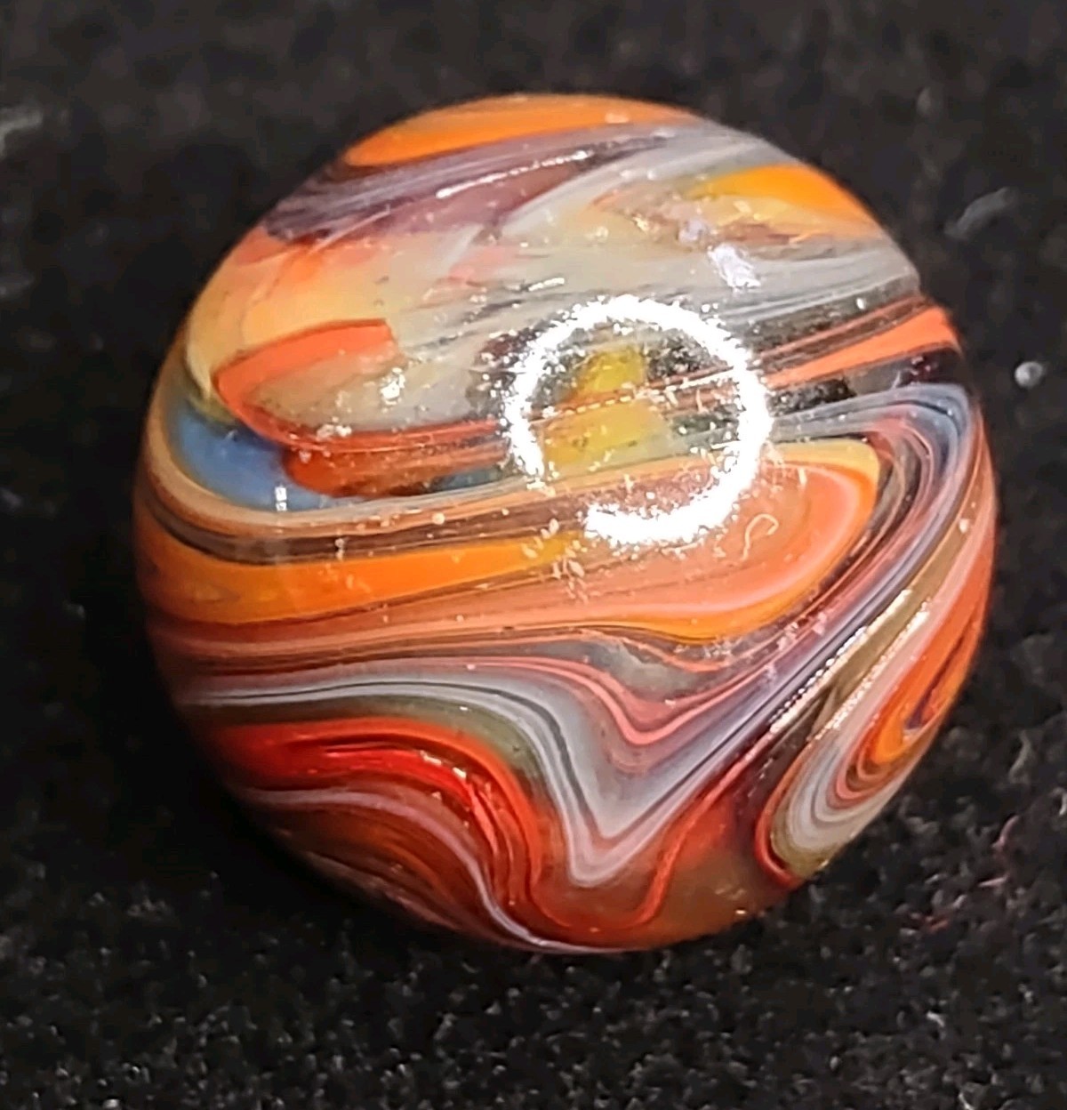 .79″ Red Yellow & Blue – Das Or Jabo Swirl NM+ Twisted Ltd. Edt. Glass Marble