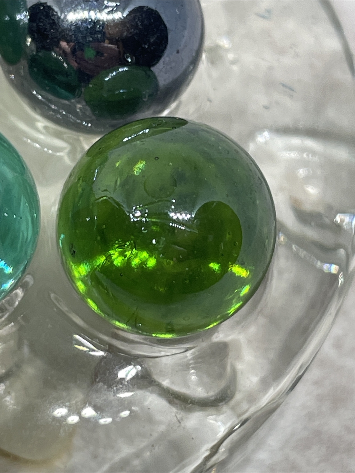 Marble Lot of 7 Vintage Glass Marbles Clear Glass Colors