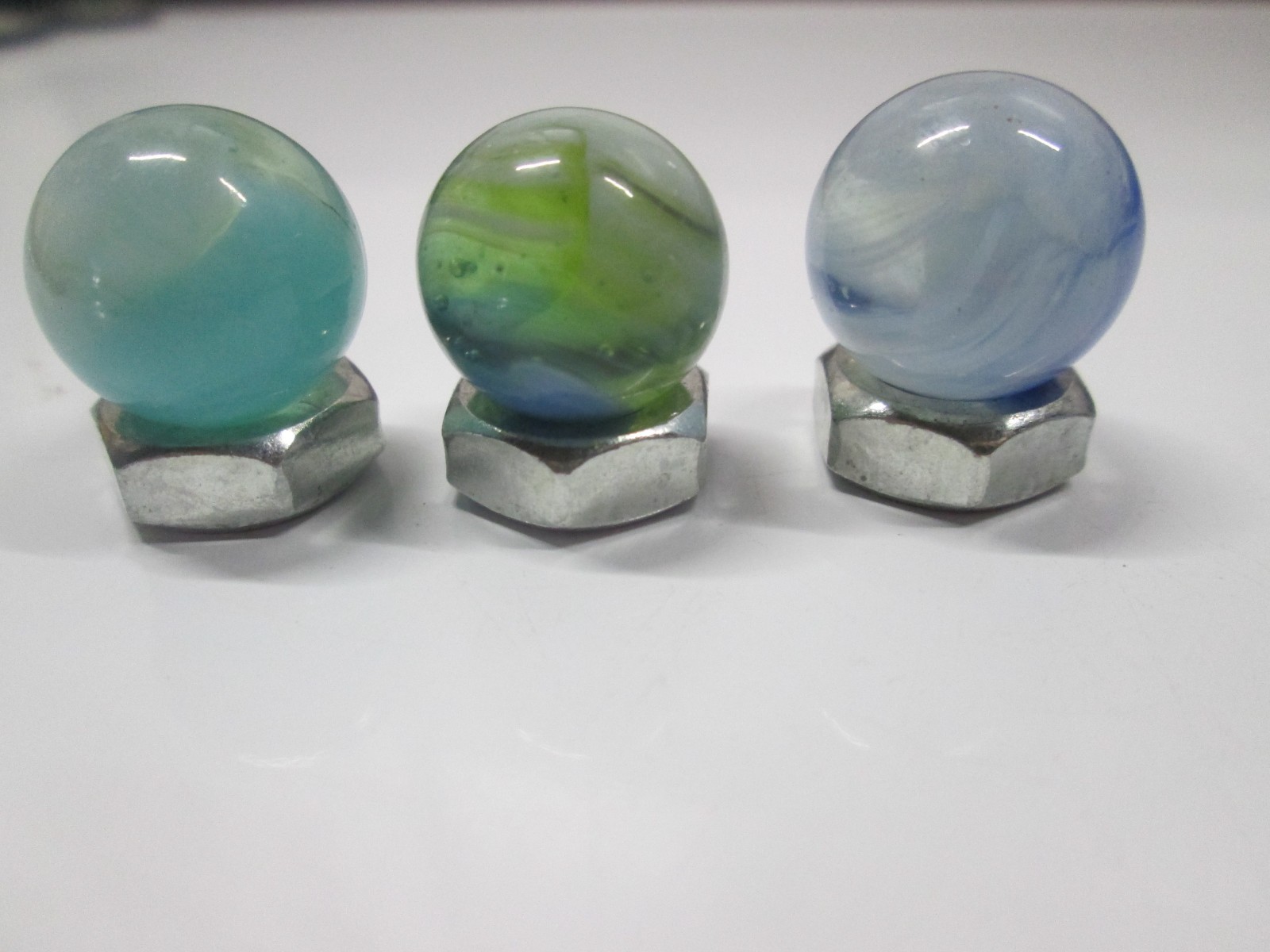 Vintage Translucent Bubble Filled Swirl Marbles Lot of 3 # 15