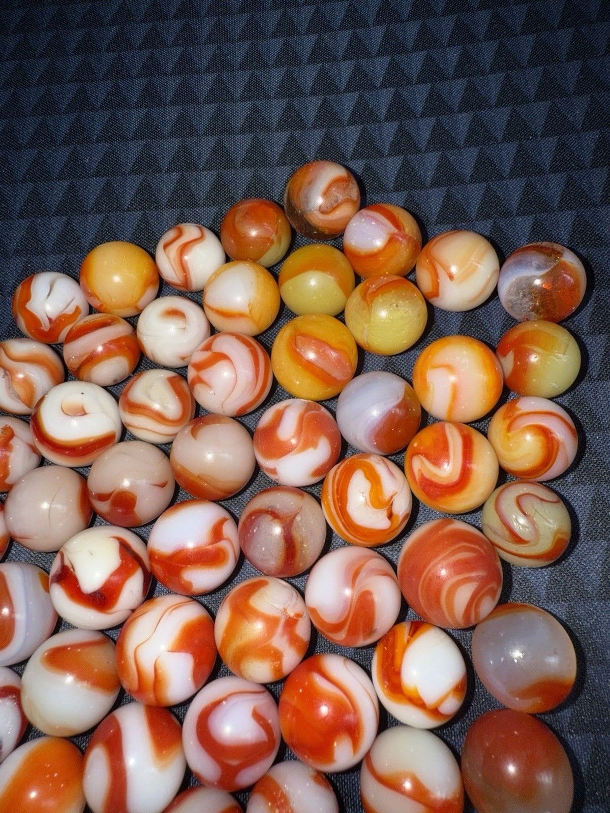 Huge VTG. Akro Agate, Peltier, Oxblood ?,Rainbow, Ravenswood,Glass Marble Of 64