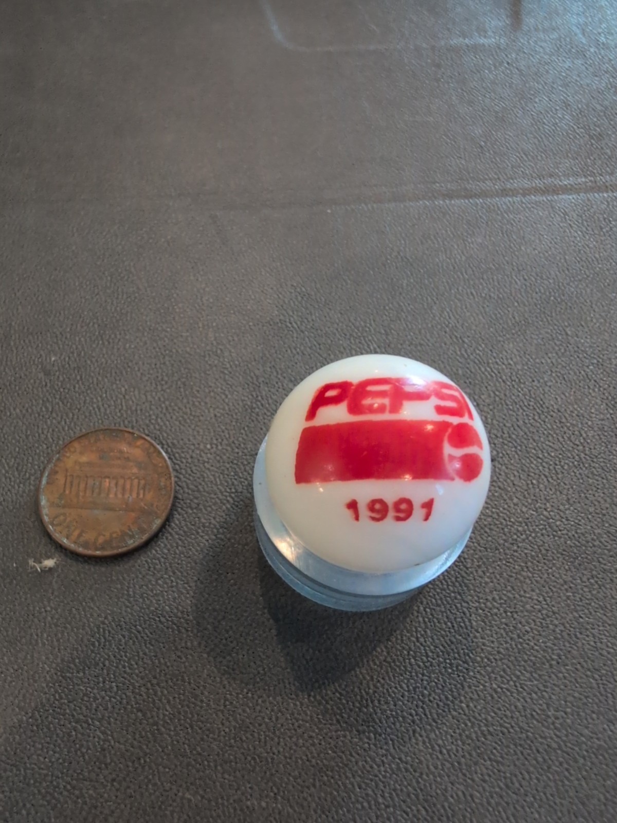 One Vintage 1991 Red Pepsi Logo Promotional Pearl White Marble