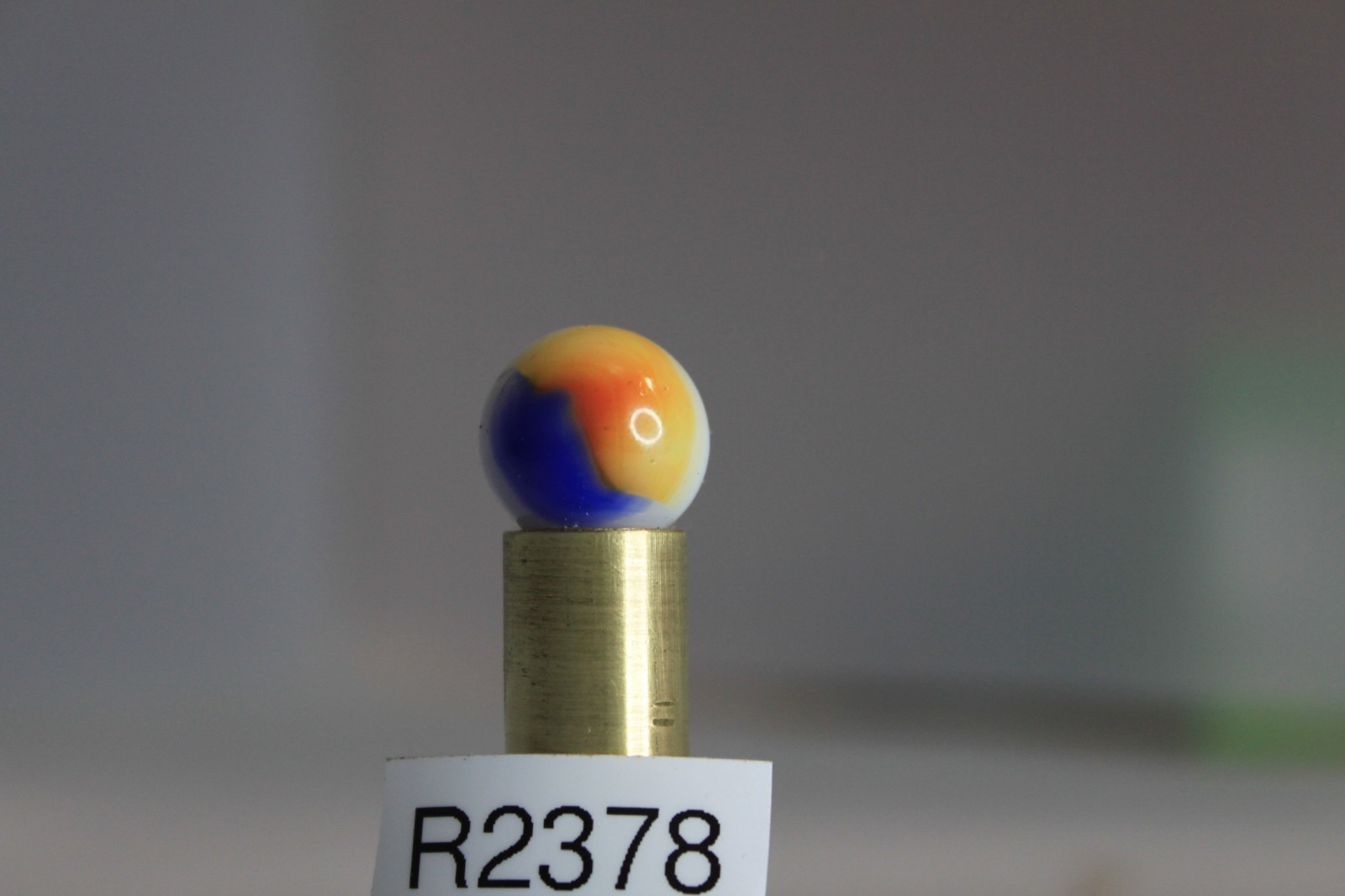 AKRO AGATE CORKSCREW SPIRAL BLUE RUST ORANGE OPAQUE WHITE 5/8″ MARBLE GLASS