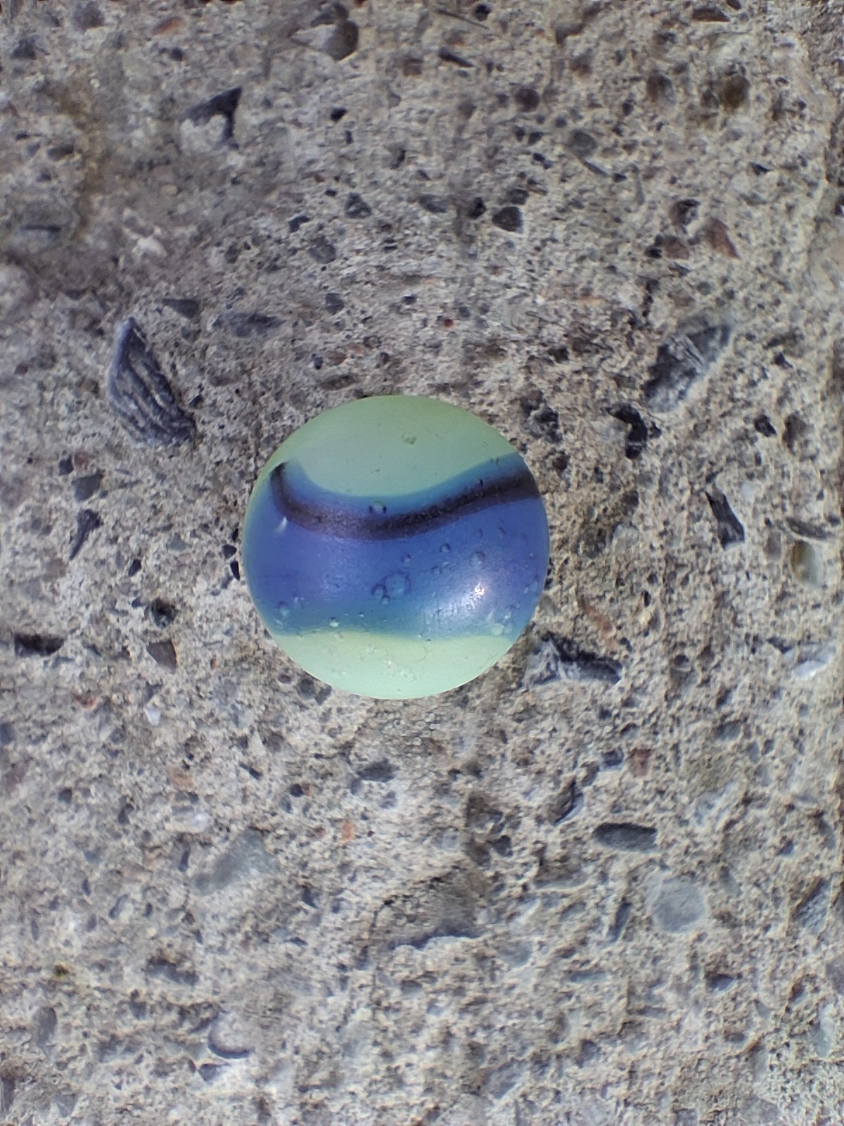 KokomoOpalescent Glass Rainbo Marble .60 BRIGHT Uv!! VHTF Example Beach Glass