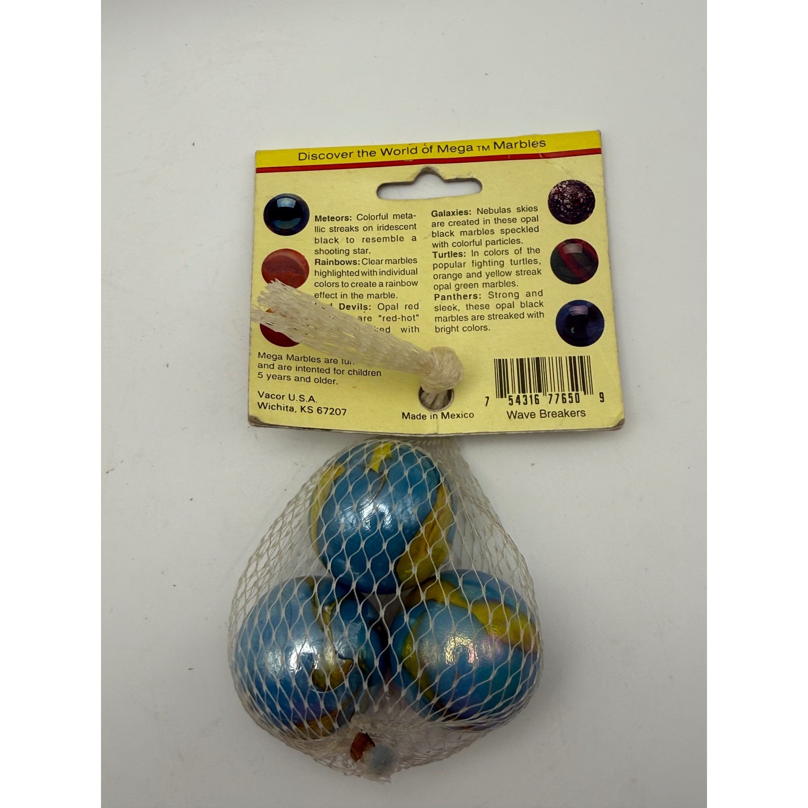 Vtg Mega Marbles Wave Breakers The Collector Series 3 Shooter Glass Marbles NEW