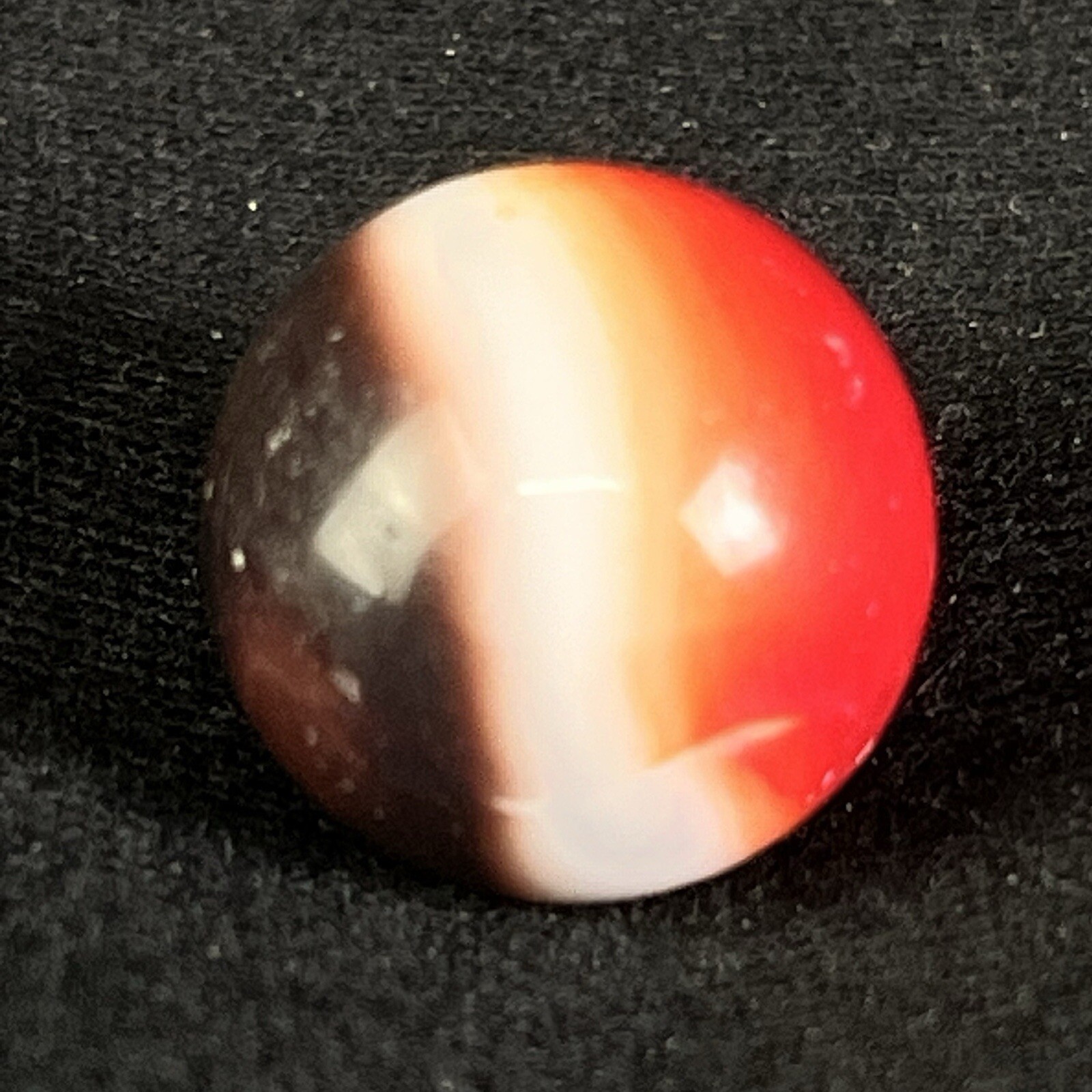 Vintage Akro Agate Peltier Art Swirl Glass Marble .62” Wite Brown Red-Orange