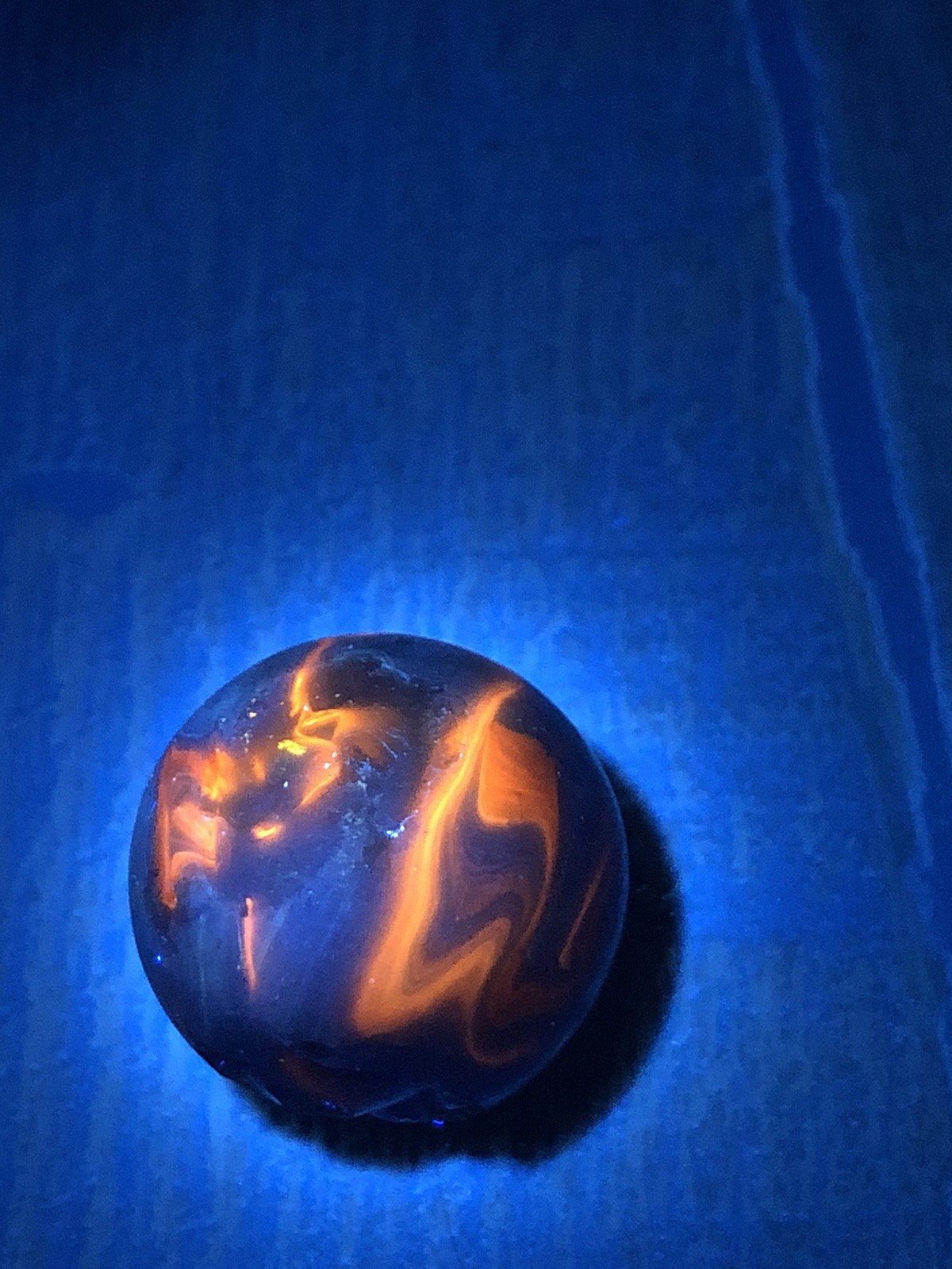 Vintage Purple Orange Swirl Shooter Marble Glows UV W Blacklight Has Chips