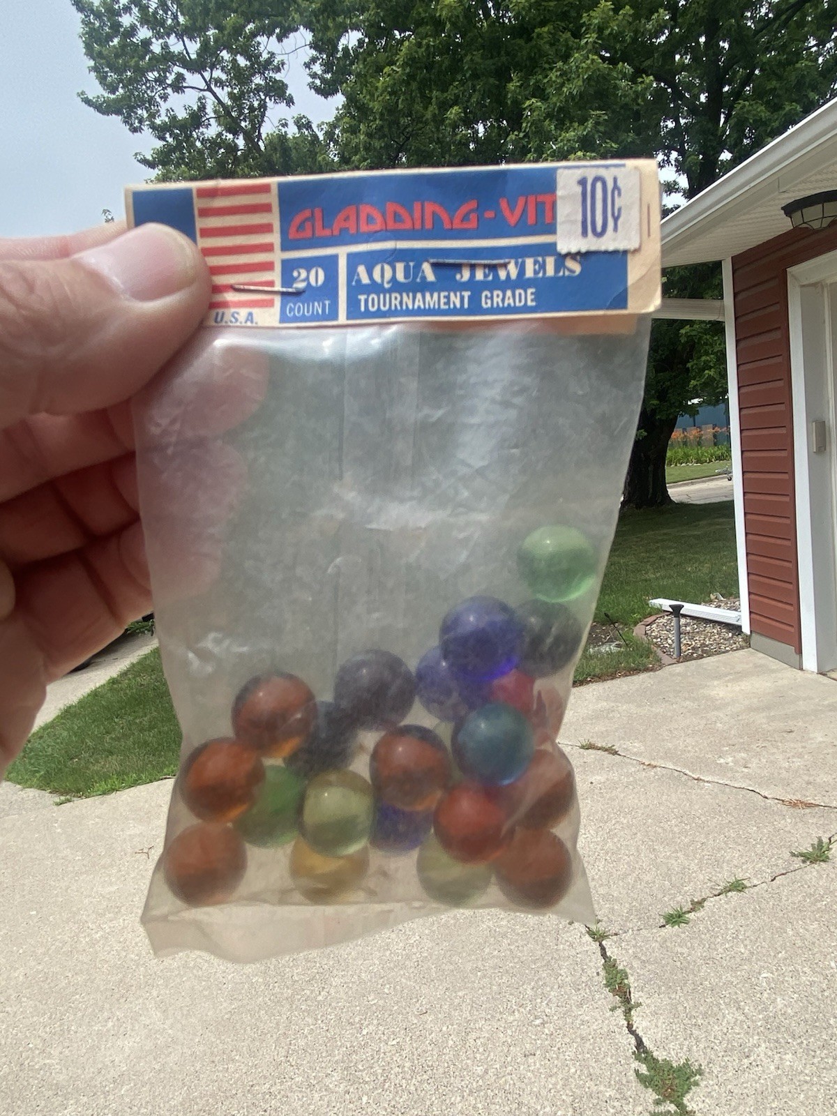 GLADDING-VITO Marbles ORIGINAL BAG 20 Marbles VINTAGE MARBLES Aqua Jewels USA