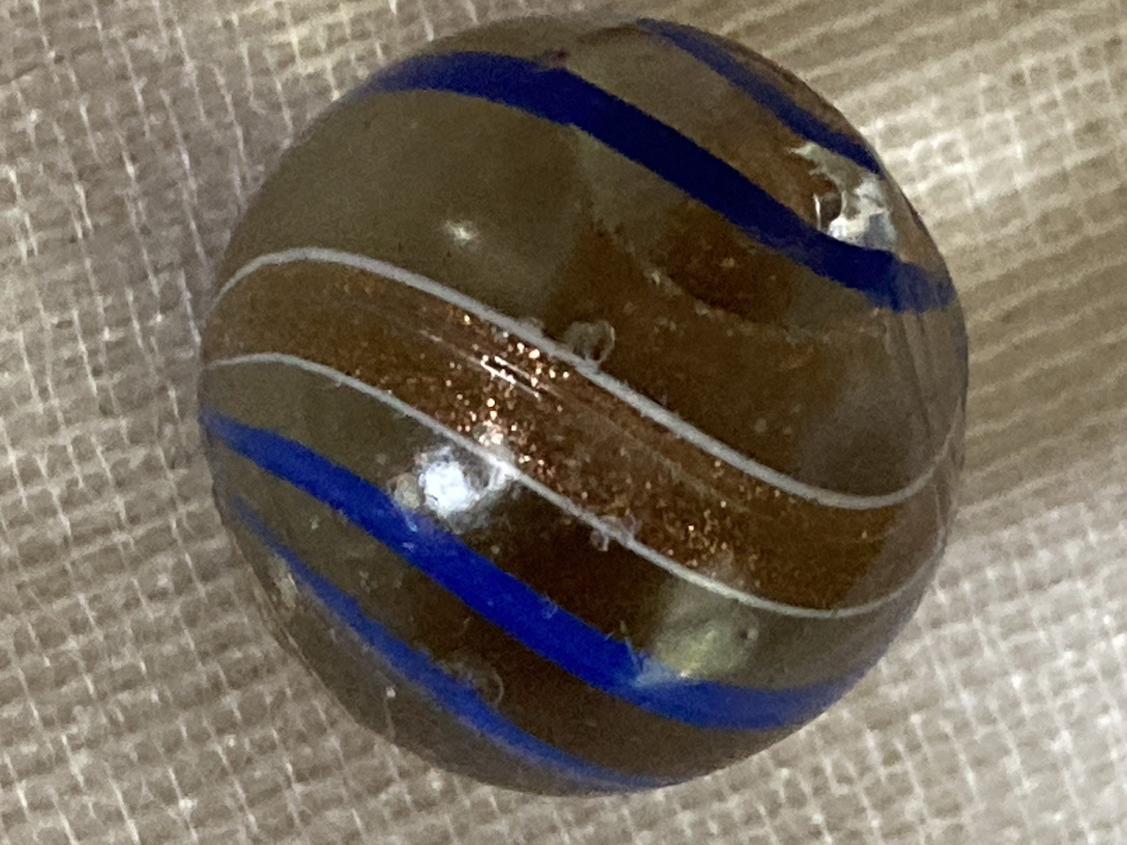 Vtg. Handmade German Banded Lutz Marble 7/8” c.1850-1920