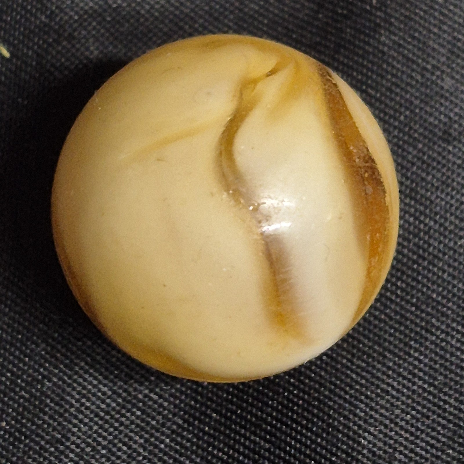 Vintage Amber White Slag Swirl Glass Marble 0.78″ Shooter Akro Agate Alley CAC
