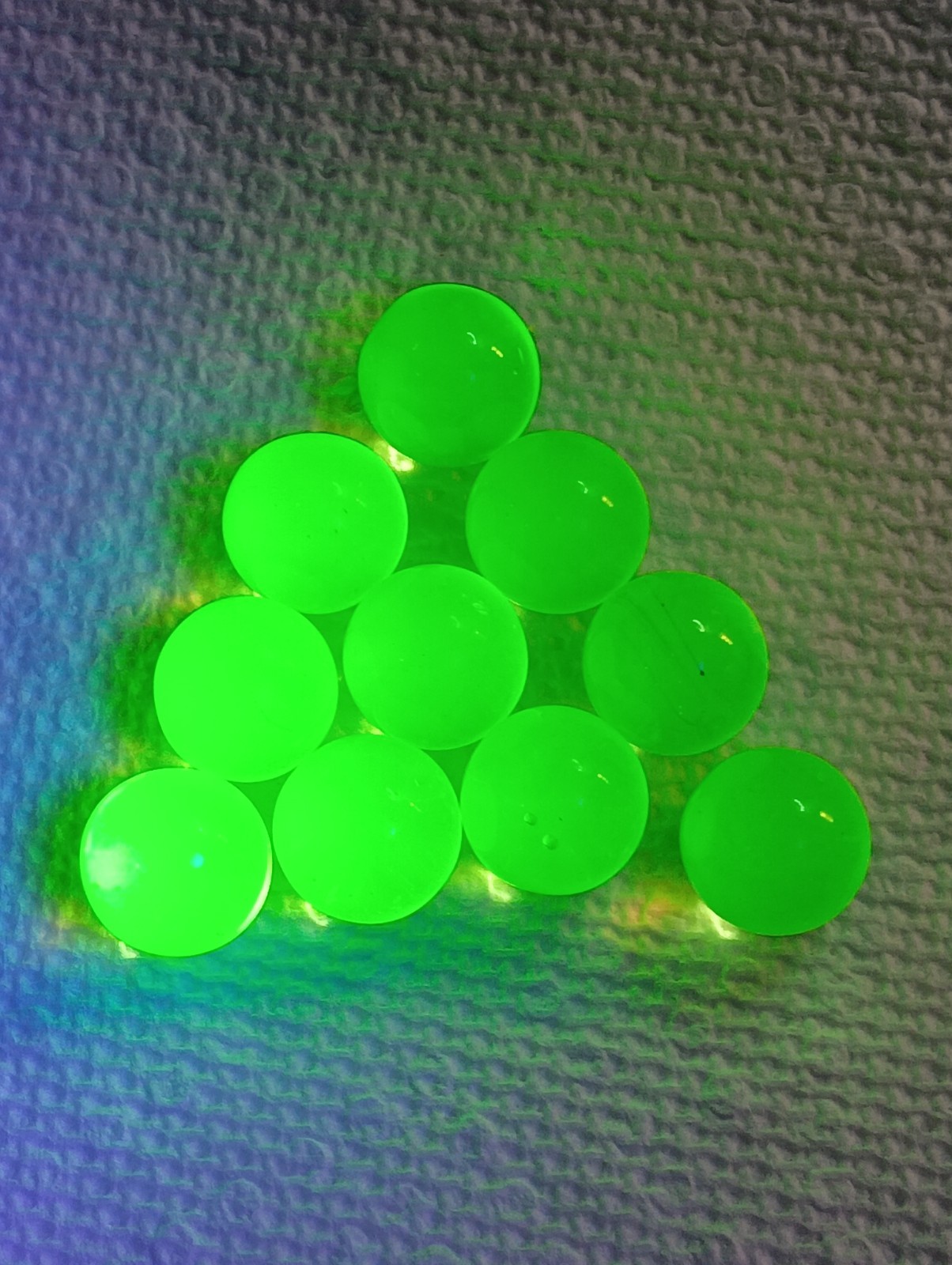 Uranium / Vasaline Marbles 10 New 13.5mm. Shine Bright Under Regular UV Light