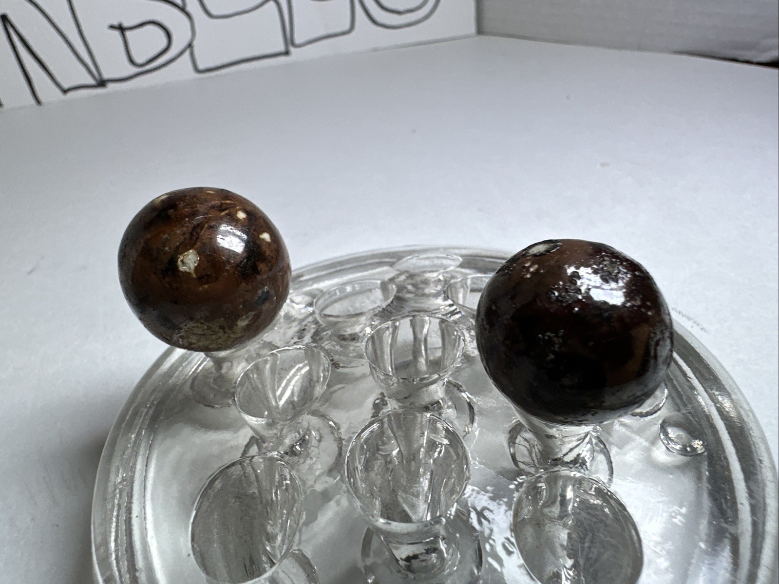 346 Lot Of 2 Vintage Handmade Clay Bennington Marbles! .850-.982” Shooters