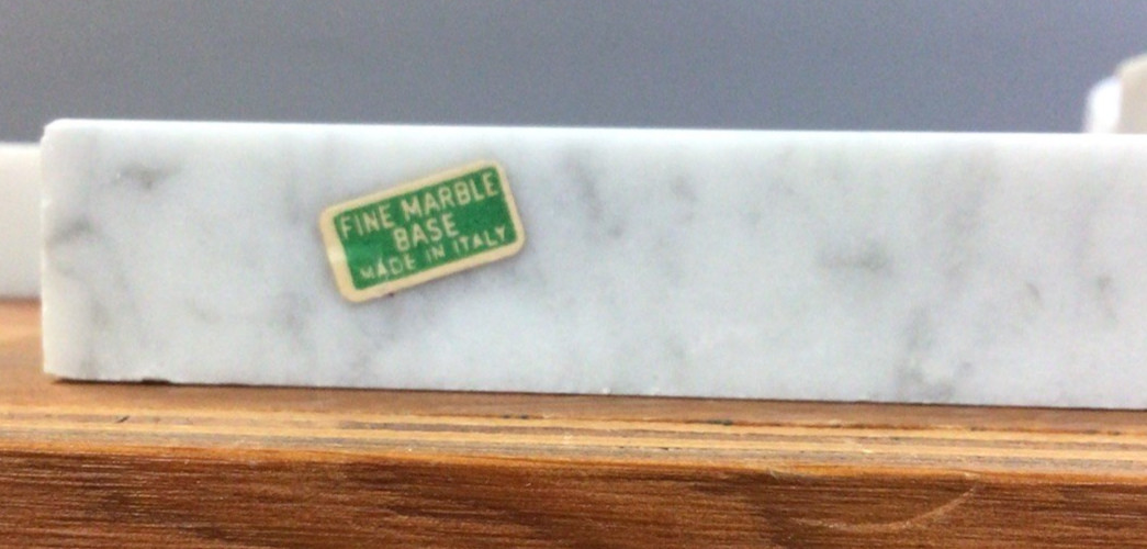 LOT of 5 Marble Trophy Bases White, 5 x 2 1/2 x 3/4″, Made in Italy