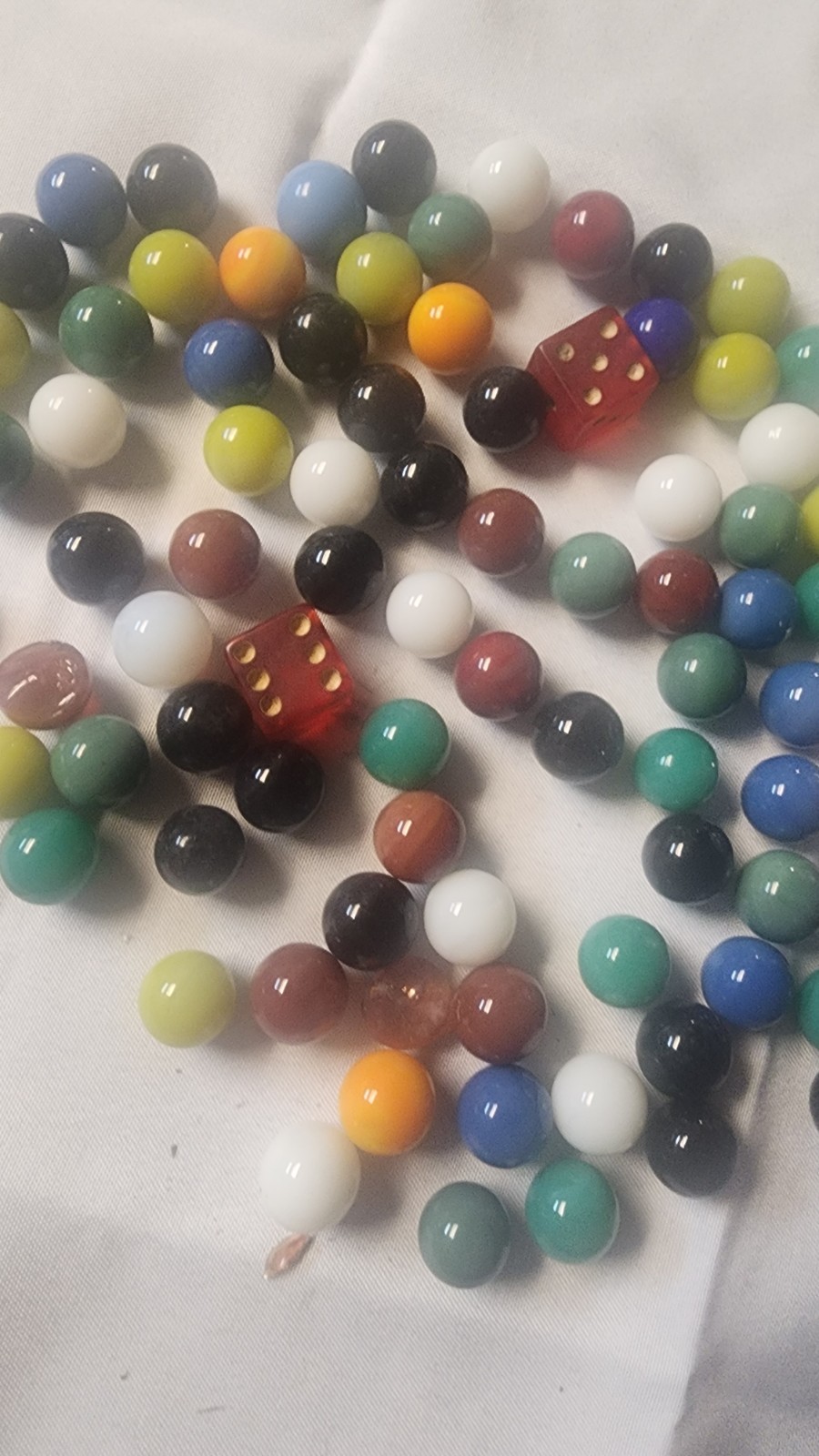lot of vintage marbles and glass bird
