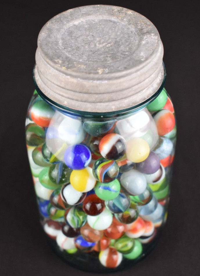 Vintage Marble Lot – Master, Vitro, Marble King + Antique Ball Perfect Mason Jar